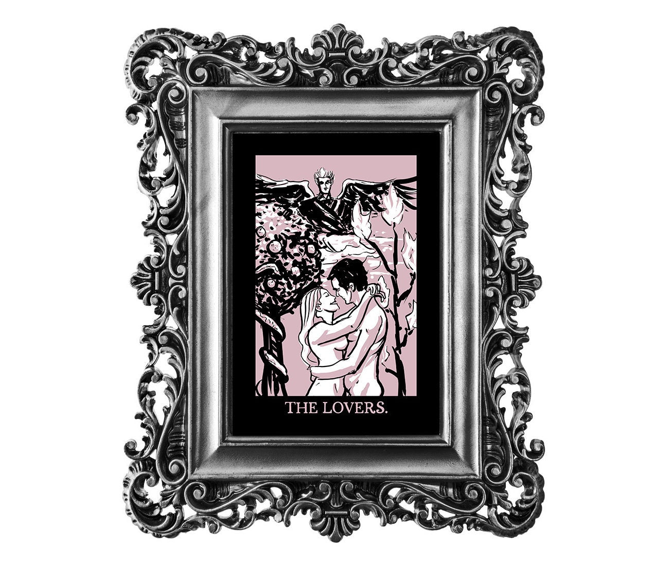 The Lovers Tarot Print: Goth Pastel Art Poster by DesignBohemian