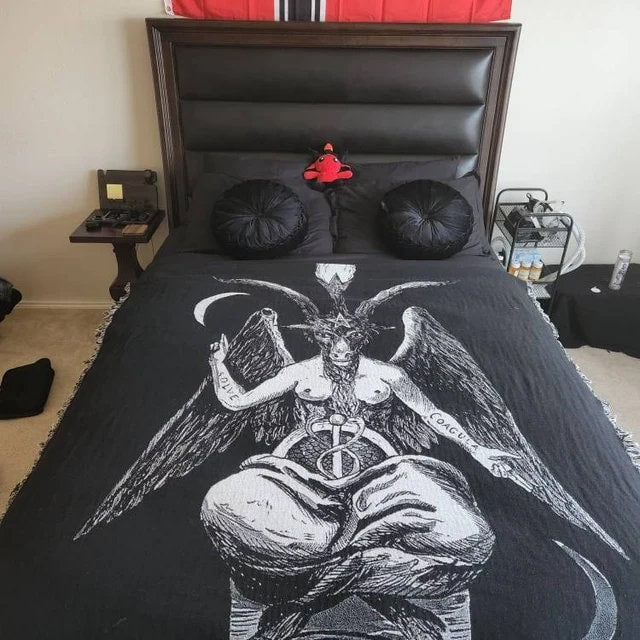 Baphomet Woven Throw Blanket – Satanic Eliphas Levi Tapestry