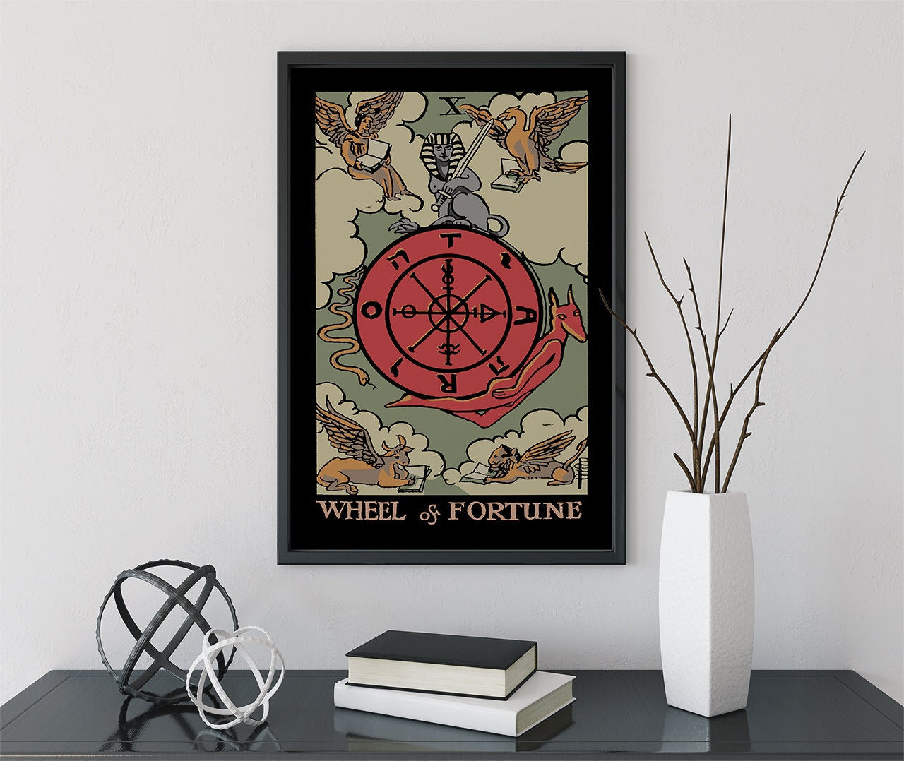 Wheel Of Fortune - Tarot Card Print - Tarot Card The Wheel Of Fortune Darker Colorway Card Color Block Poster Eclectic Tarot, No Frame
