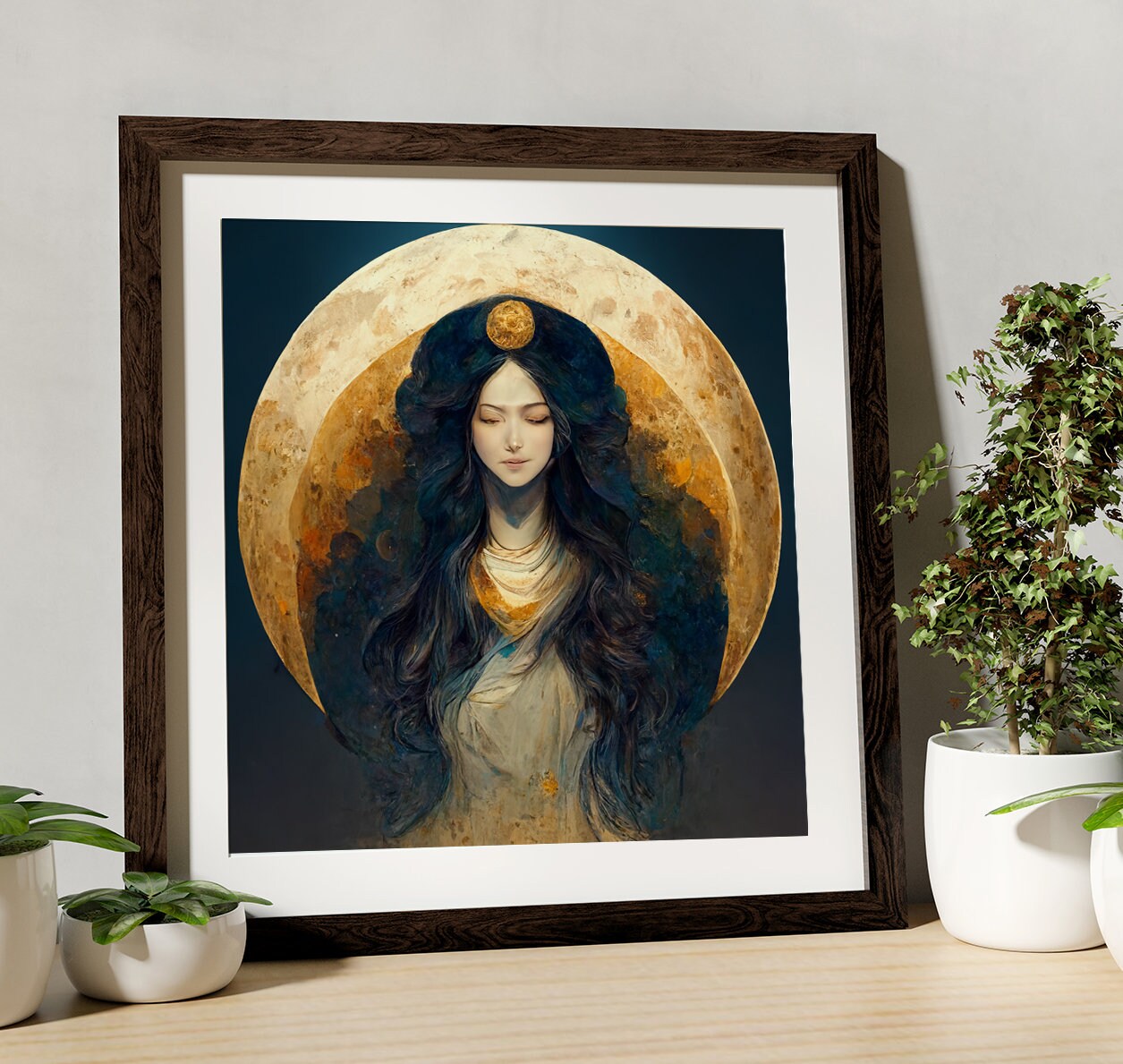 Pagan Goddess - Moon Witch - Surreal Painting of Angel - For Your Sacred Space by DesignBohemian