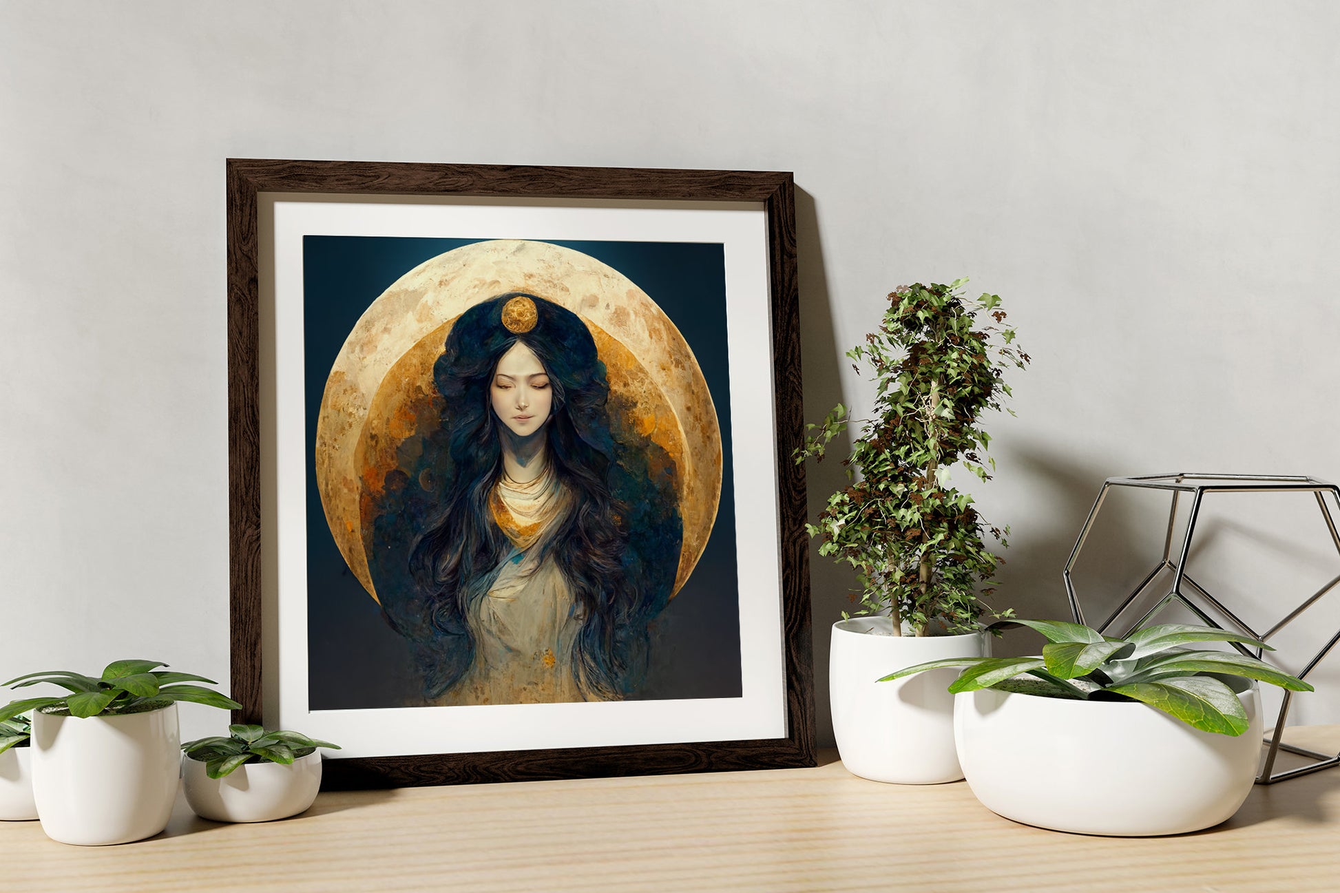Pagan Goddess - Moon Witch - Surreal Painting of Angel - For Your Sacred Space by DesignBohemian