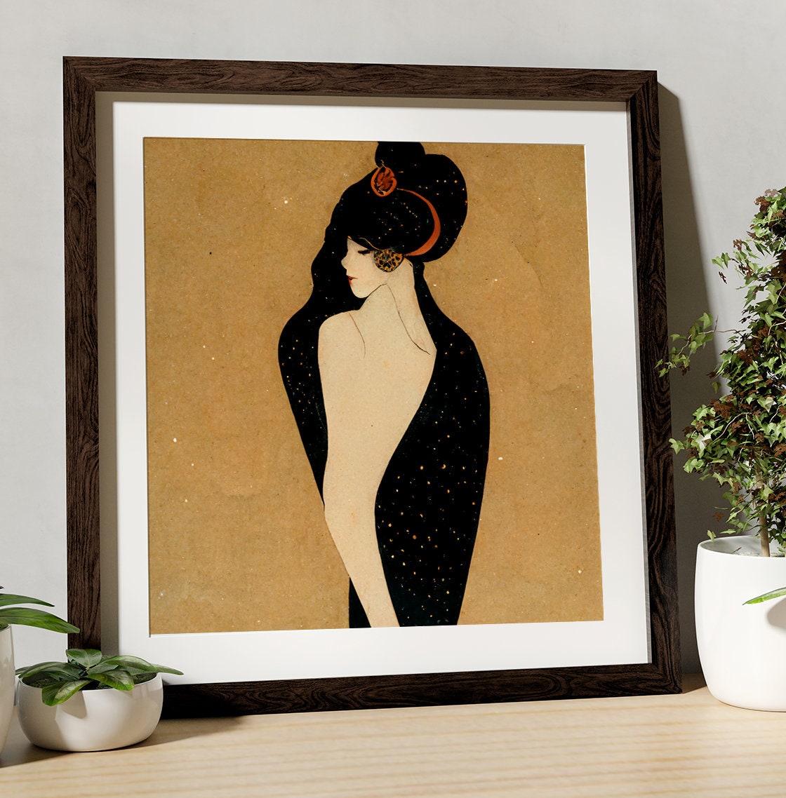 George Barbier Inspired Art - Surreal Painting of Goddess - For Your Sacred Space by DesignBohemian