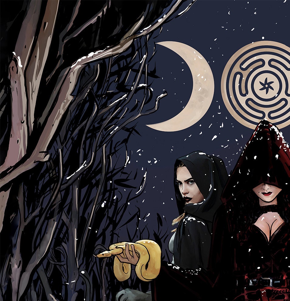 Triple Goddess Tapestry: Hecate Holiday, Wiccan Gothic Art by DesignBohemian