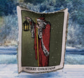 Christmas Woven Blanket - The Hermit as Santa Clause Tarot Card - Rider Waite Deck - Cotton