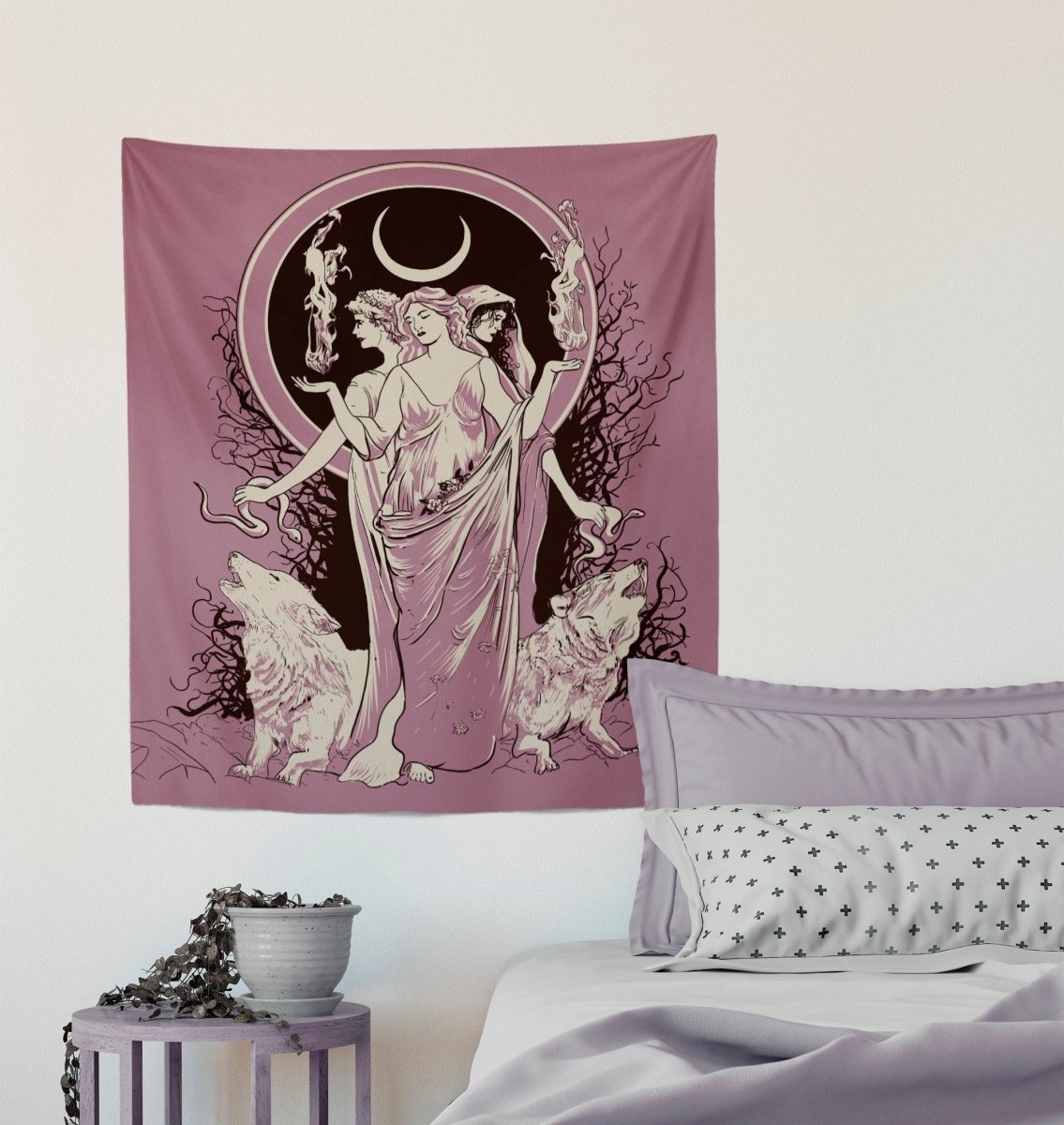 Moon Goddess Hecate Tapestry – Witchy Wiccan Wall Art