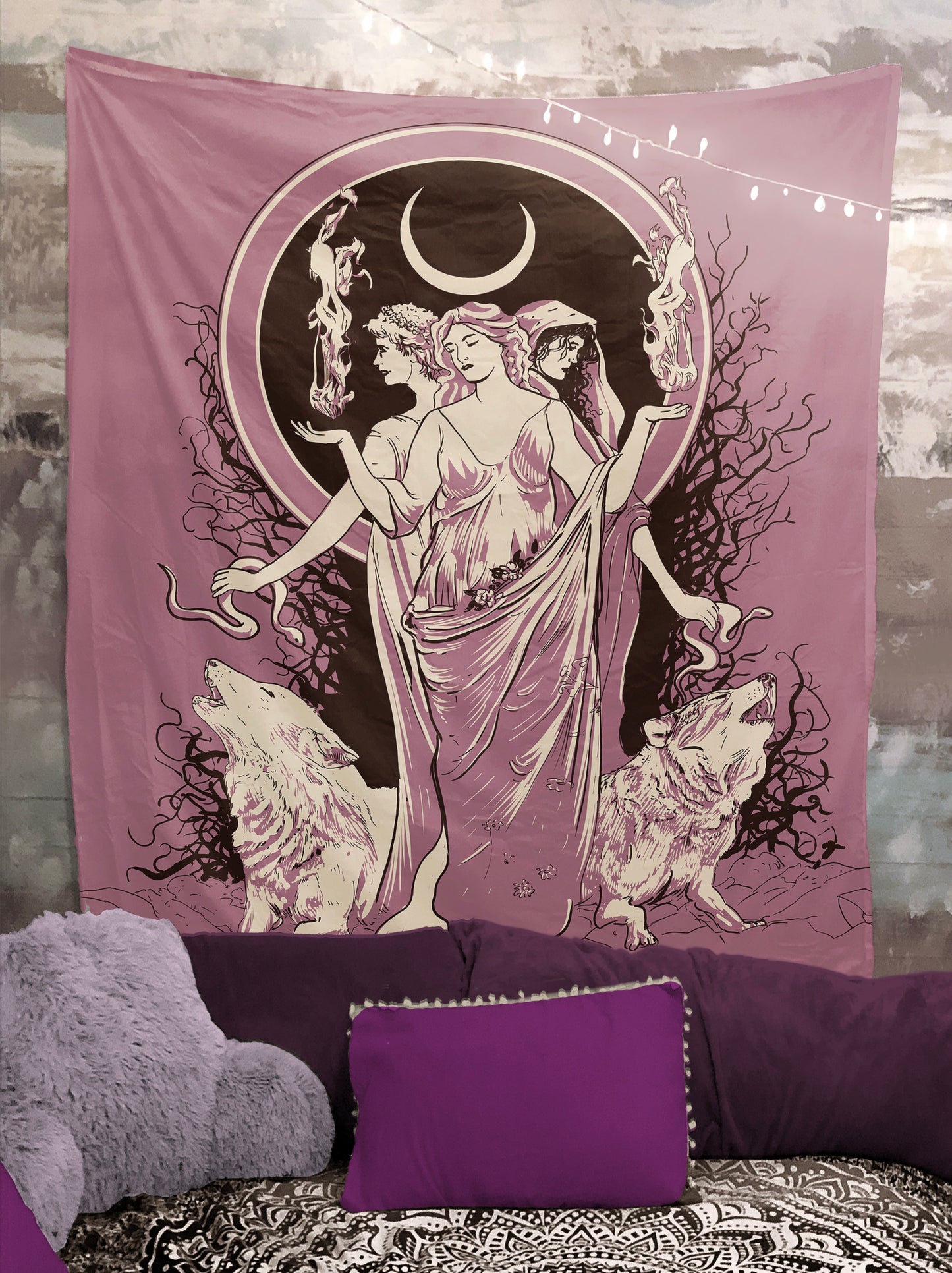 Moon Goddess Hecate Tapestry – Witchy Wiccan Wall Art