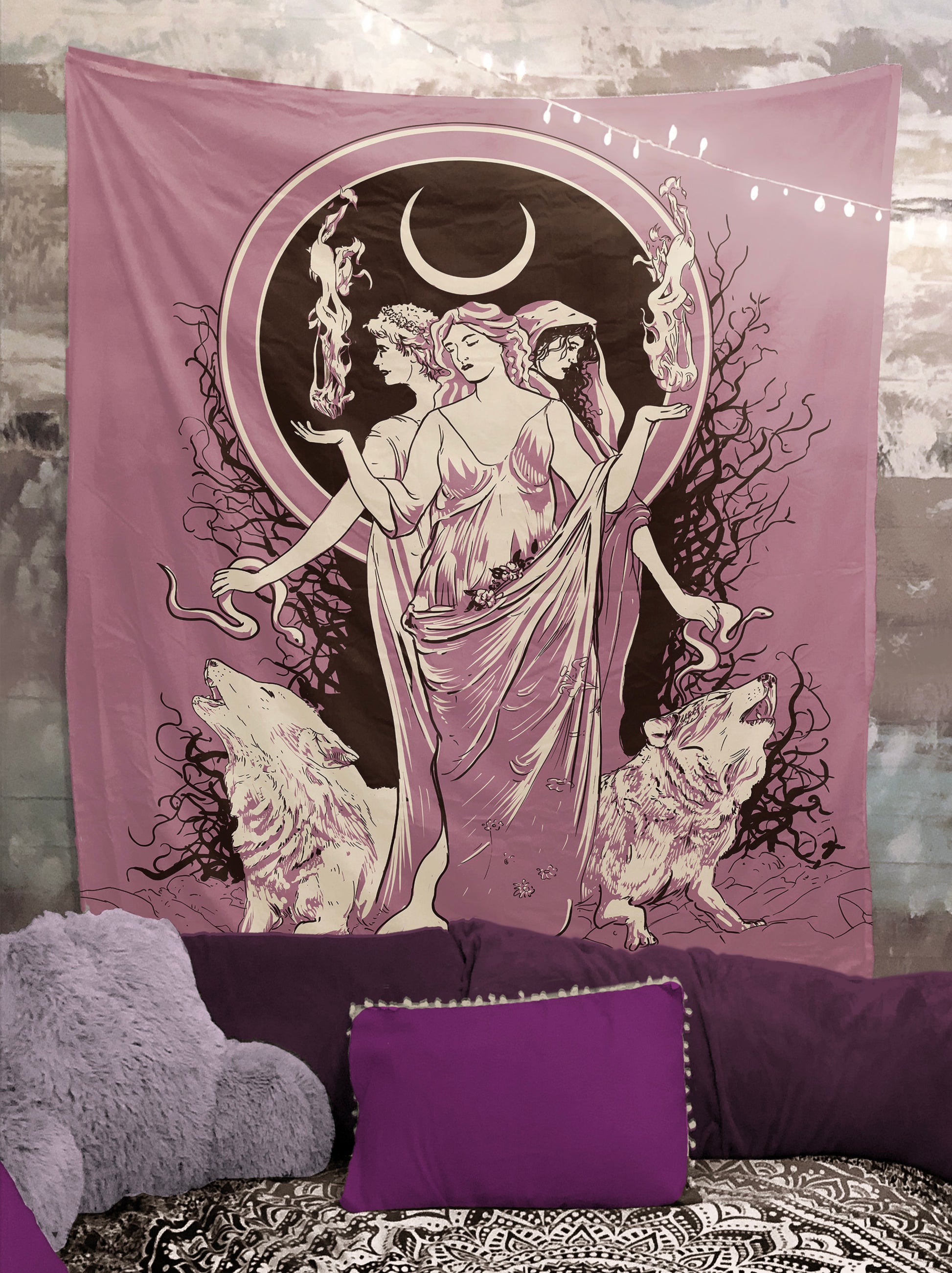 Moon Goddess Hecate Tapestry – Witchy Wiccan Wall Art