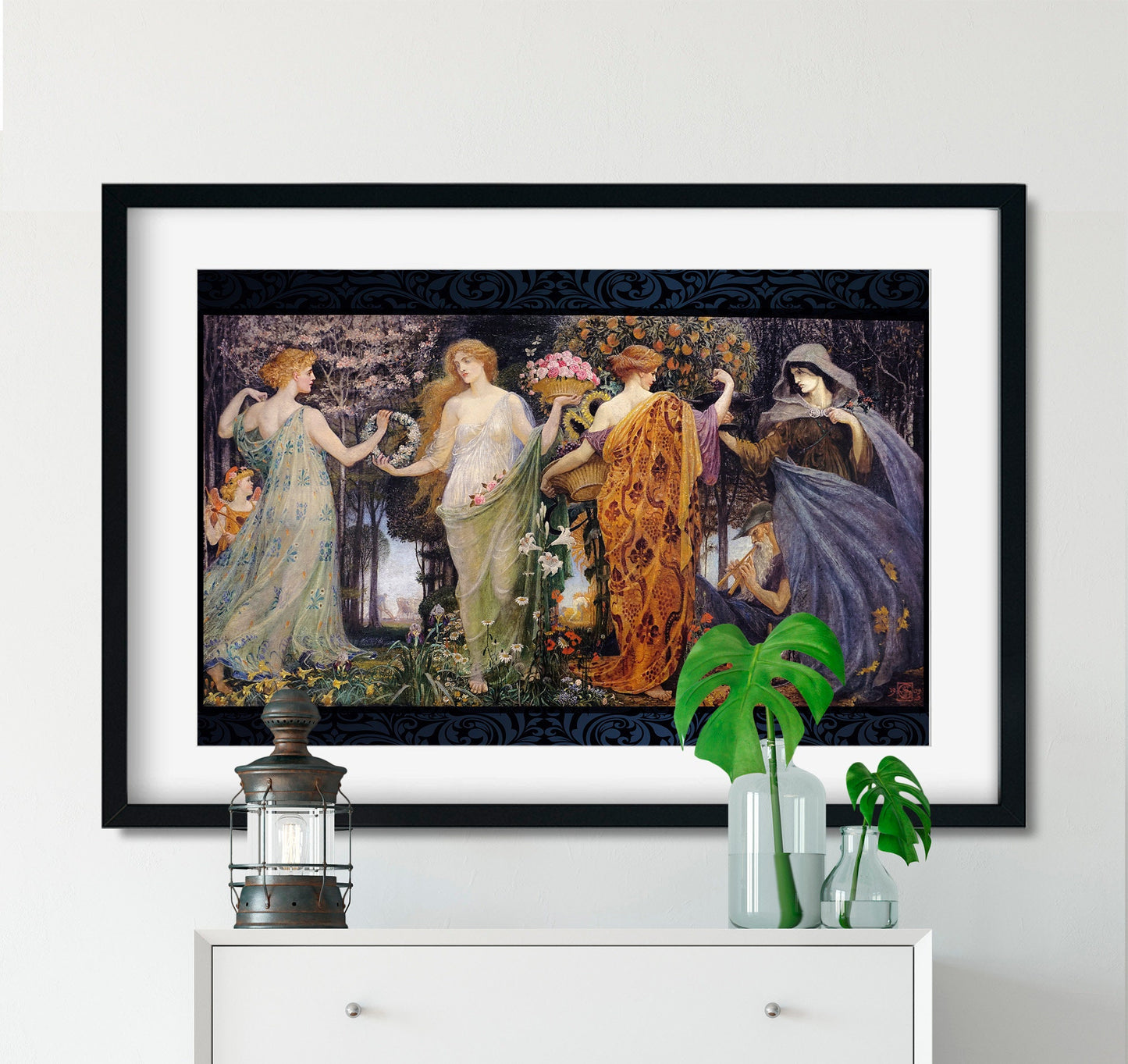 Goddesses Art Nouveau Poster - Bohemian Print Large Artwork - The Four Seasons, by Walter Crane