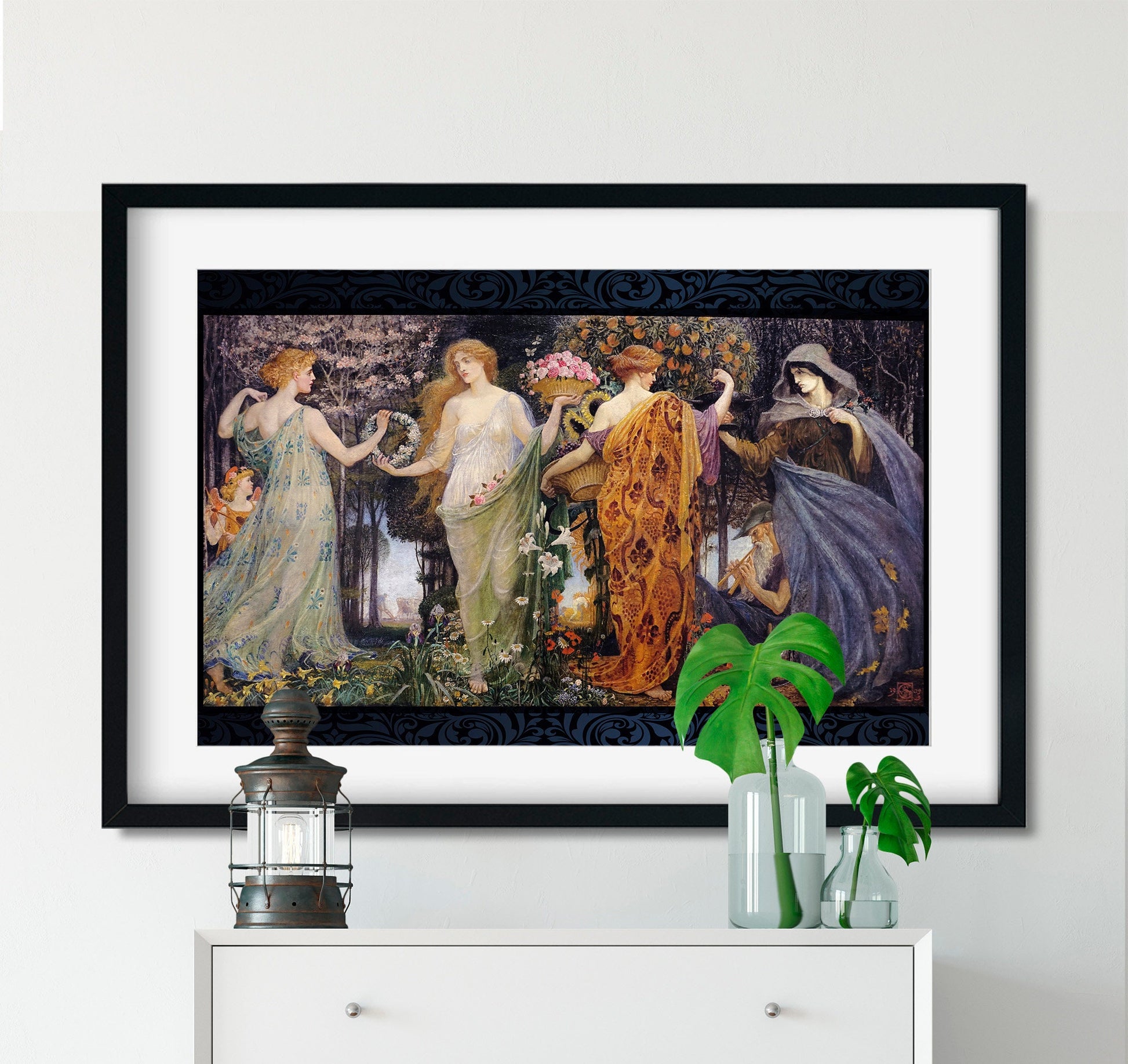 Goddesses Art Nouveau Poster - Bohemian Print Large Artwork - The Four Seasons, by Walter Crane