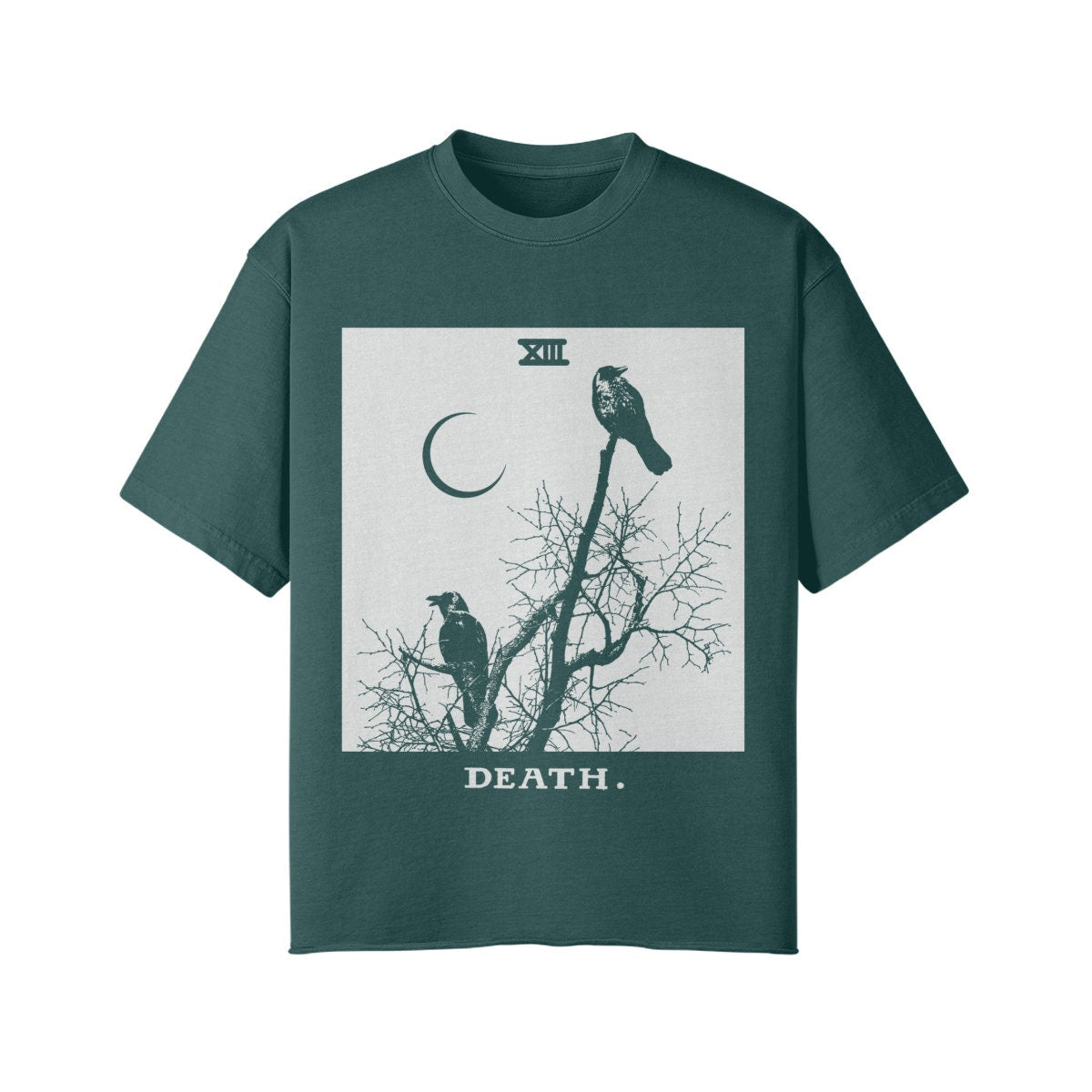 Death Card Shirt - Streetwear - Black Crows Shirt - Vintage Style- Unisex Faded Raw Hem T-shirt