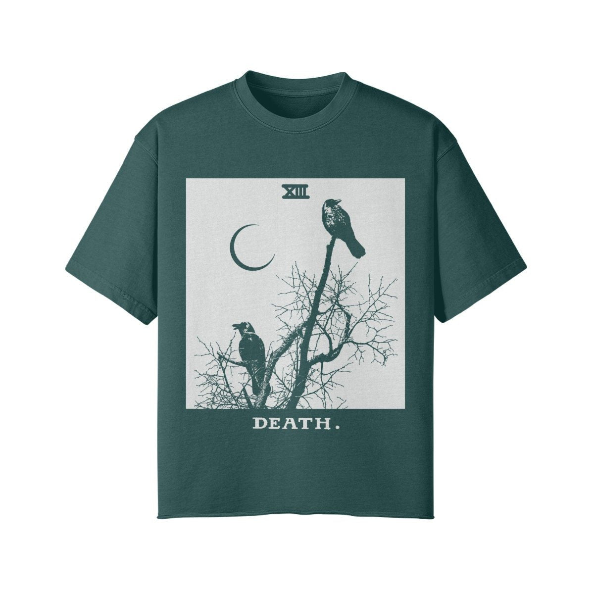 Death Card Shirt - Streetwear - Black Crows Shirt - Vintage Style- Unisex Faded Raw Hem T-shirt