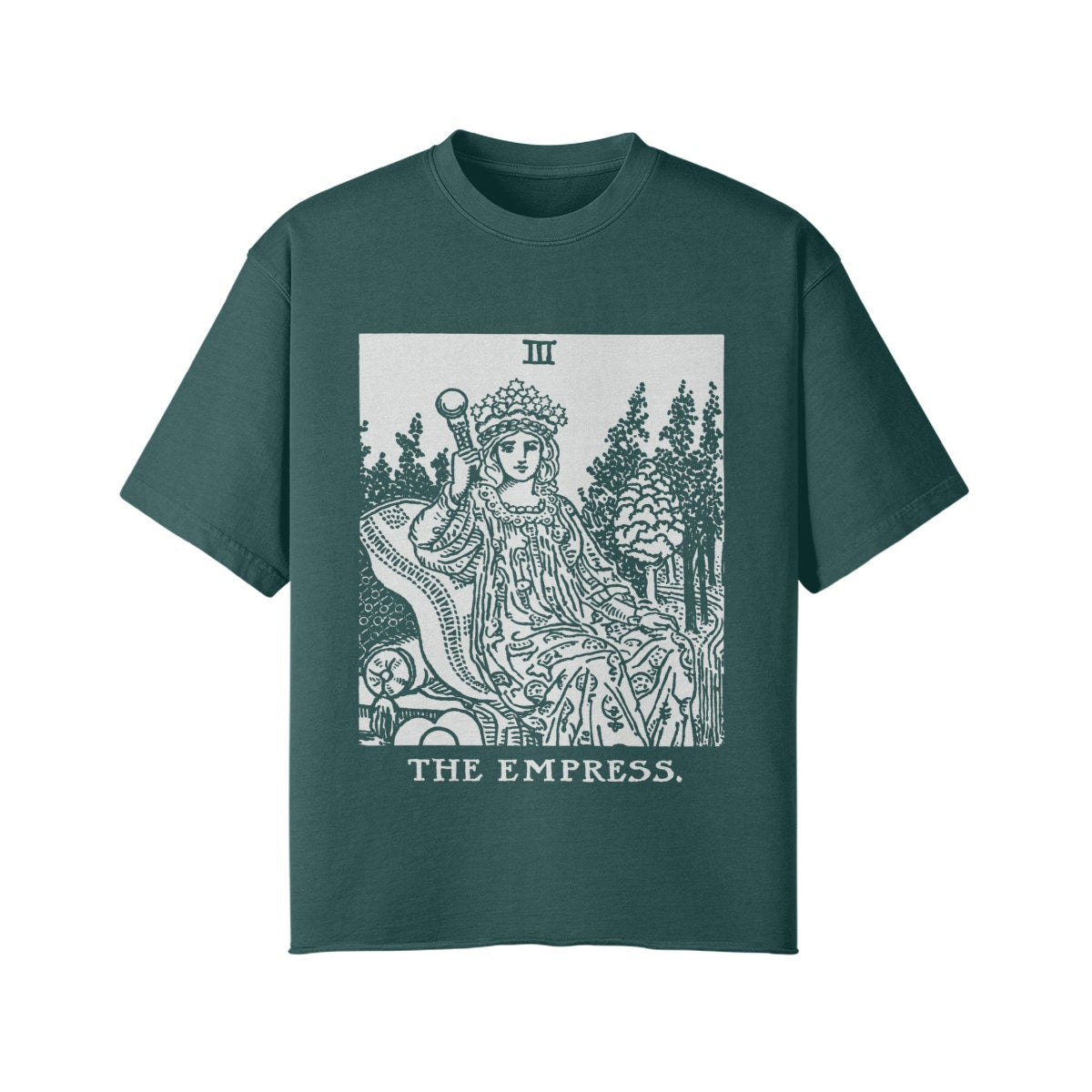The Empress Shirt - Tarot Shirt - Oversized Street wear - Unisex Faded Raw Hem T-shirt
