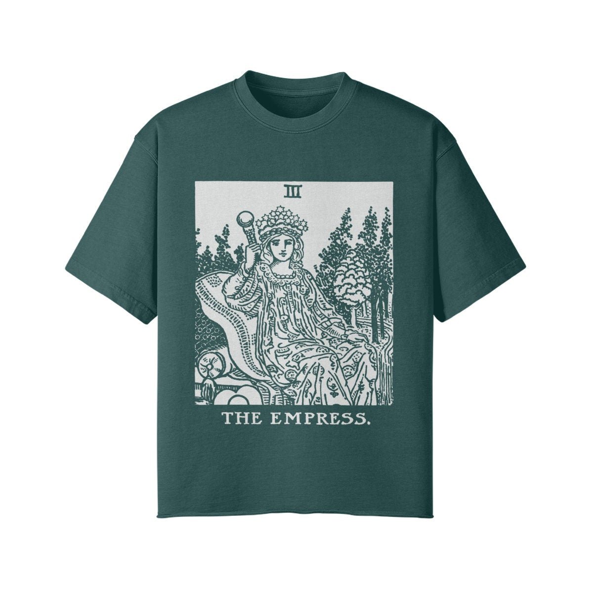 The Empress Shirt - Tarot Shirt - Oversized Street wear - Unisex Faded Raw Hem T-shirt