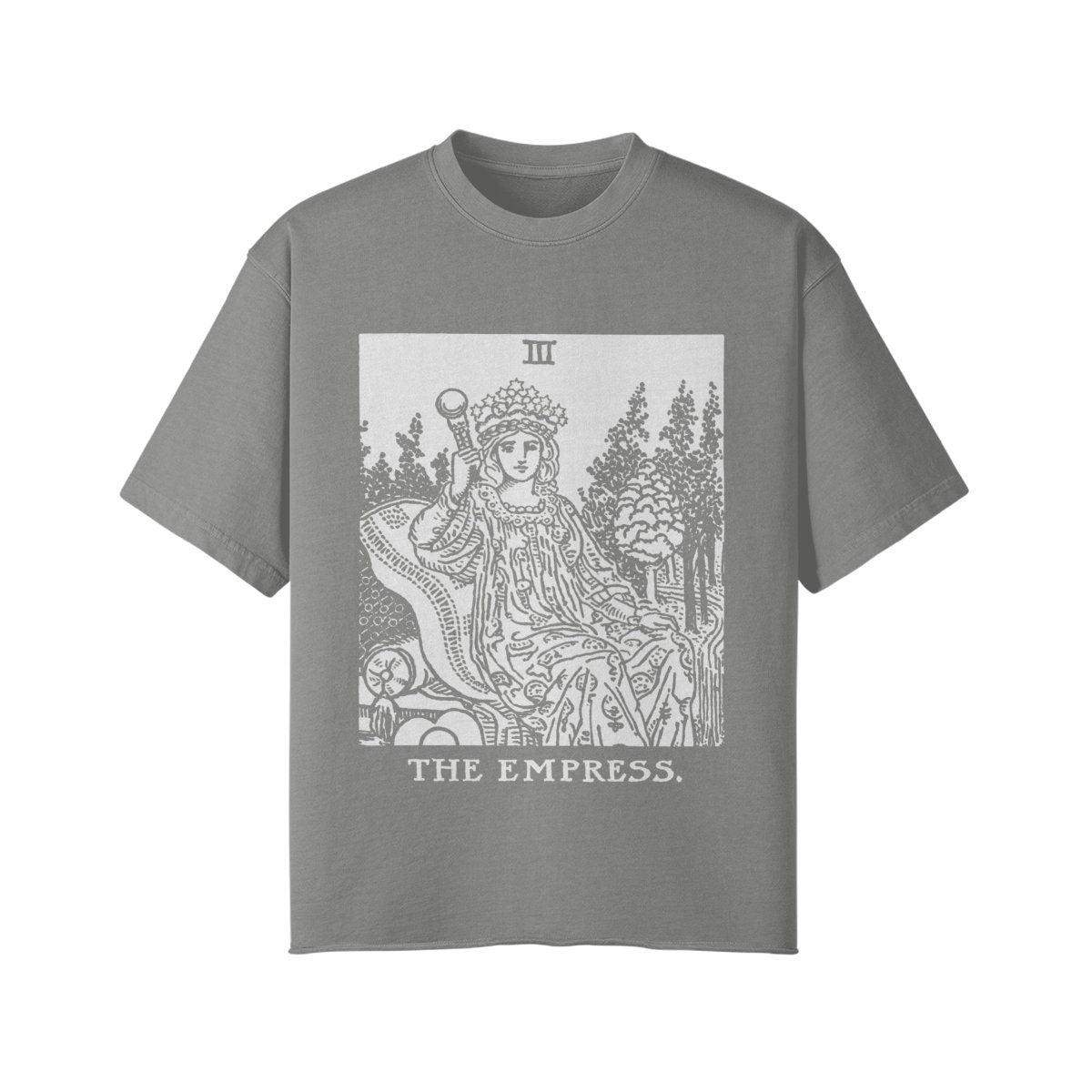 The Empress Shirt - Tarot Shirt - Oversized Street wear - Unisex Faded Raw Hem T-shirt