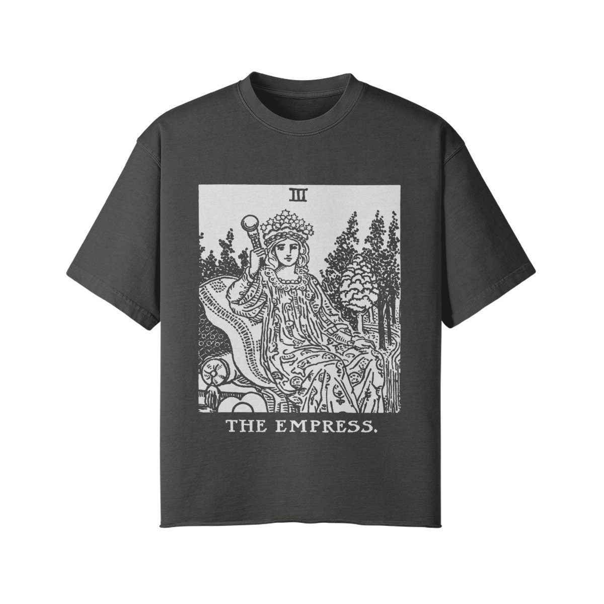 The Empress Shirt - Tarot Shirt - Oversized Street wear - Unisex Faded Raw Hem T-shirt