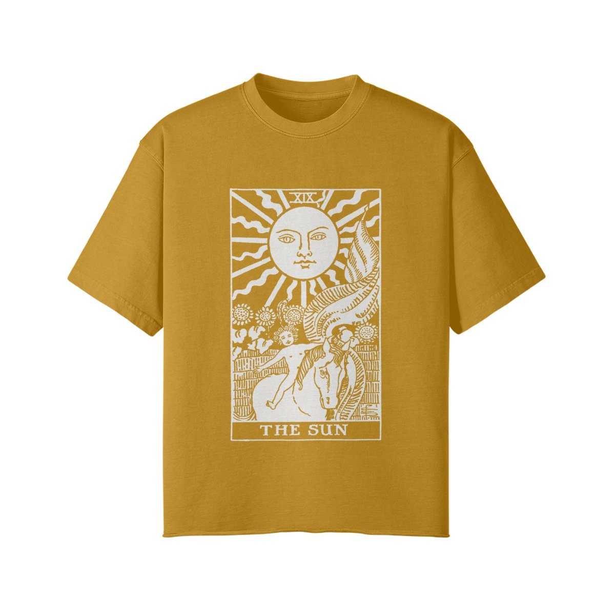 The Sun Tarot Shirt - Oversized - High Streetwear - Unisex Faded Raw Hem T-shirt