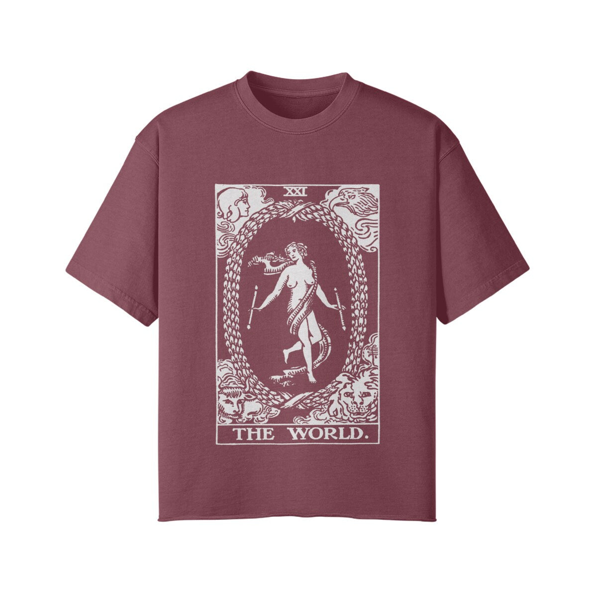 The World Card Shirt - Tarot Shirt - Streetwear - Oversized - Vintage - Unisex Faded Raw Hem T-shirt