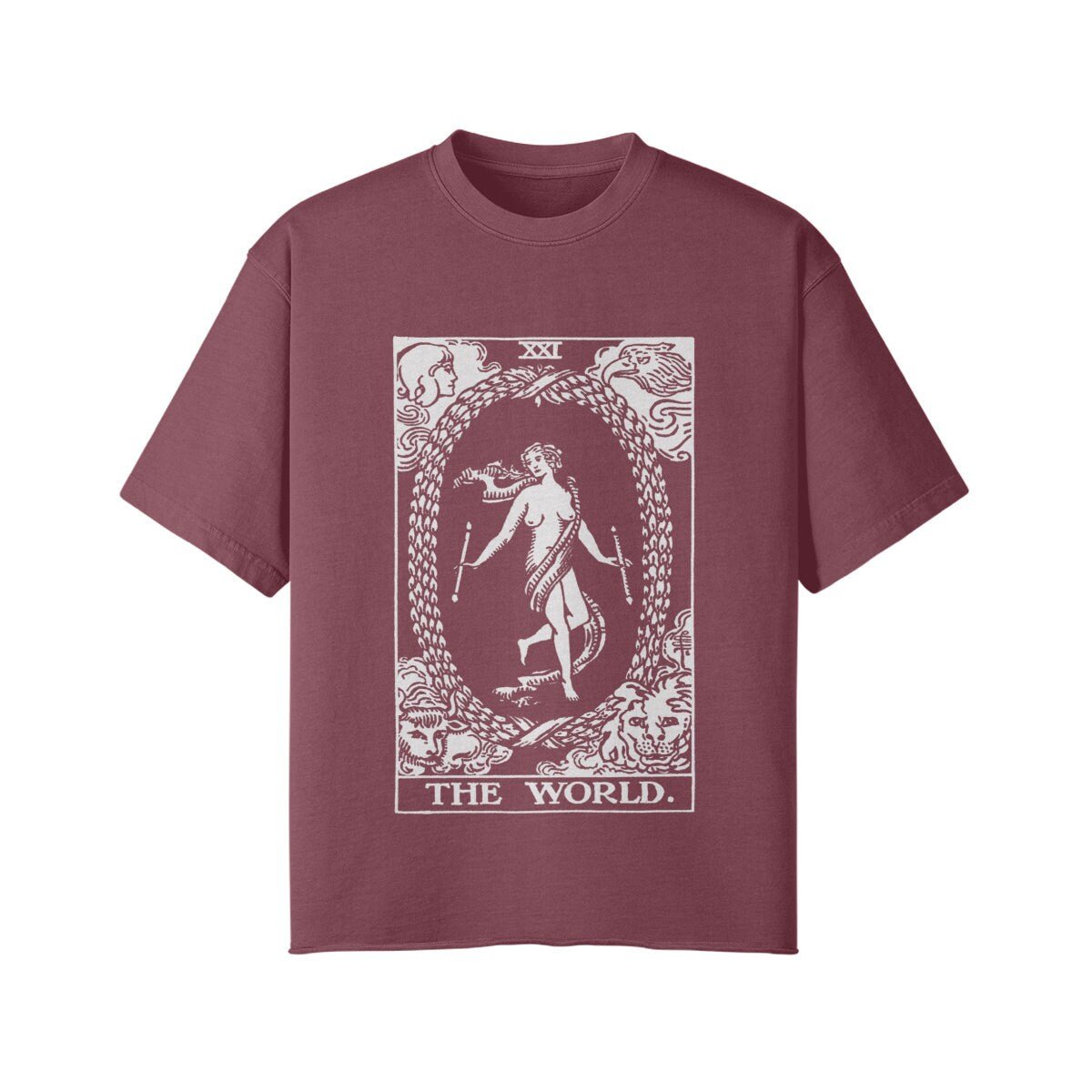 The World Card Shirt - Tarot Shirt - Streetwear - Oversized - Vintage - Unisex Faded Raw Hem T-shirt