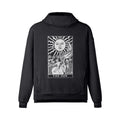 Tarot Hoodie - The Sun Card Tarot Hoodie - Black Unisex Washed Slit Hem Turtleneck Hoodie