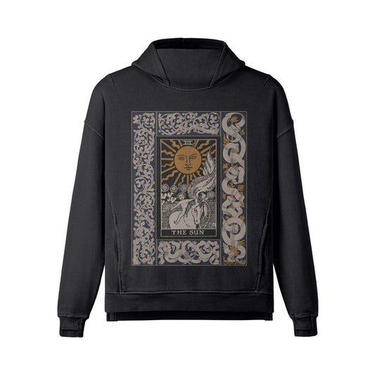 Tarot Hoodie - The Sun Card - Mens or Womens - Washed Slit Hem Turtleneck Hoodie