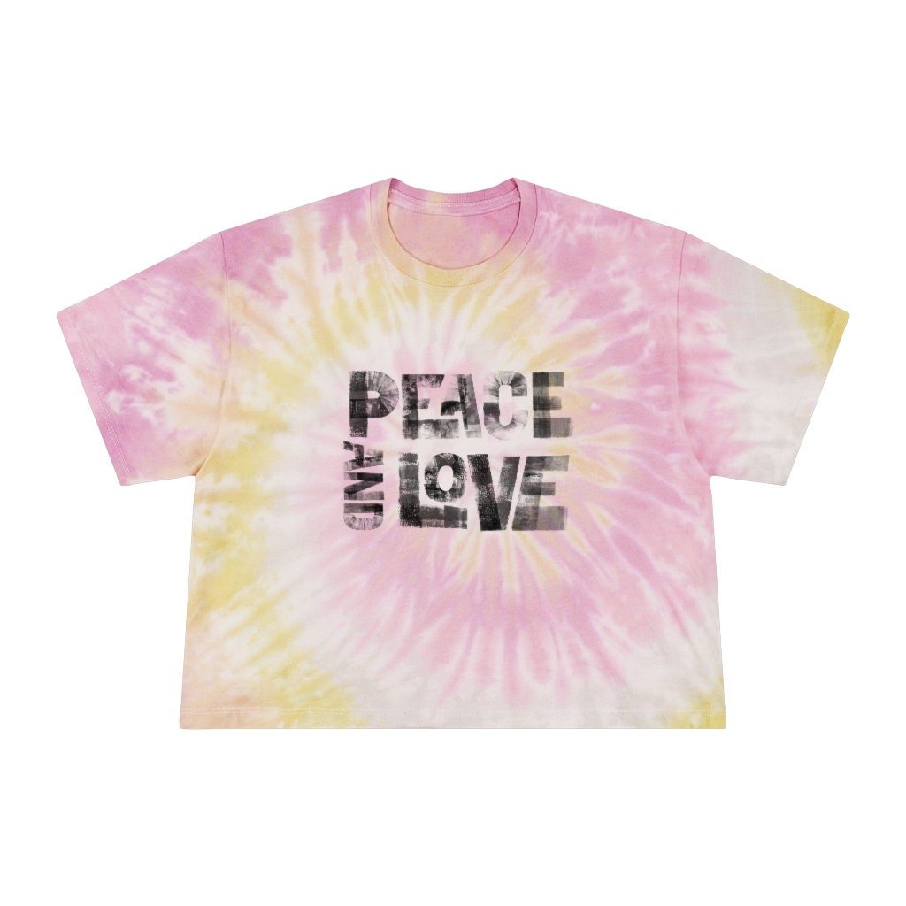 Tie Dye Crop Top - Peace and Love - Women's Tie-Dye Crop Tee