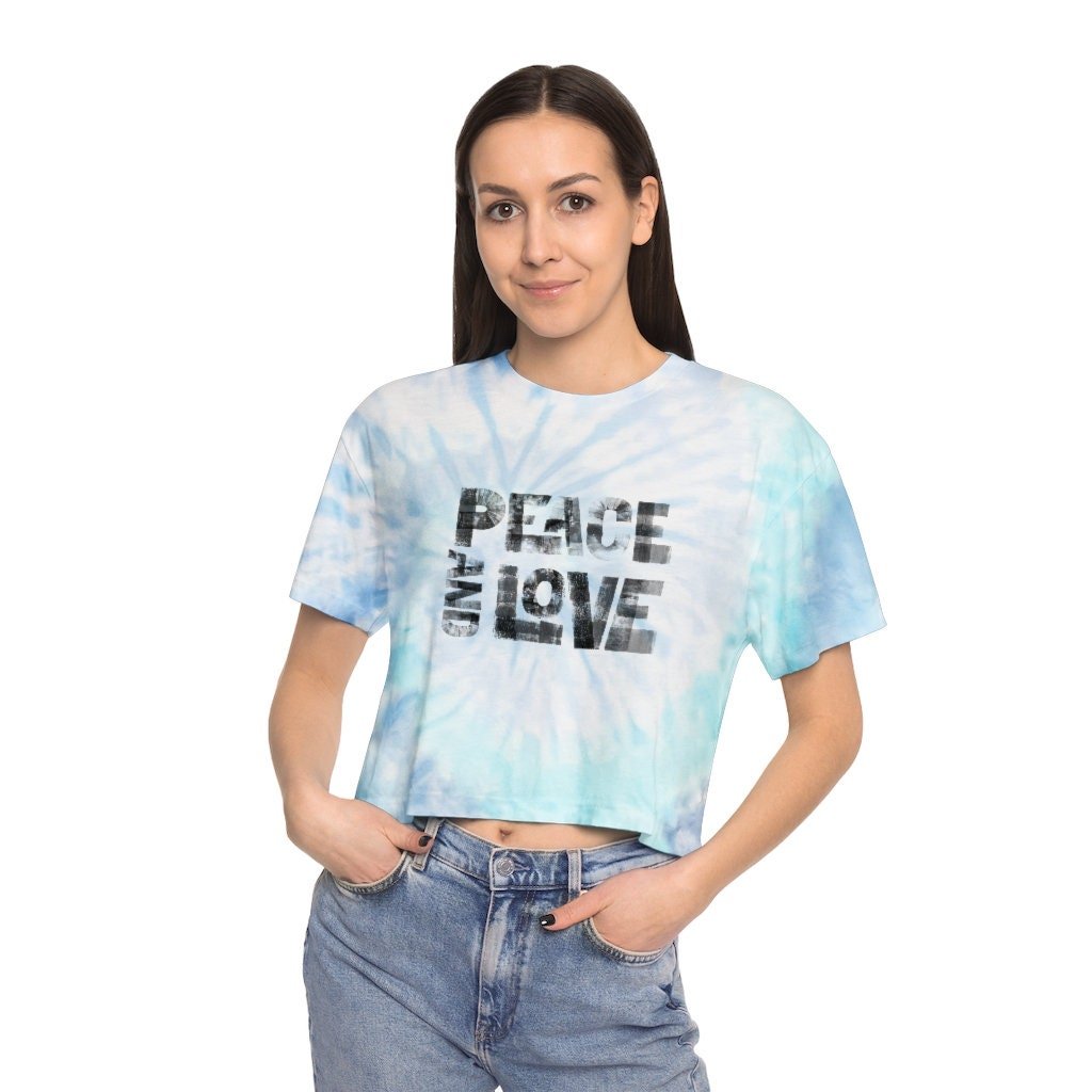 Tie Dye Crop Top - Peace and Love - Women's Tie-Dye Crop Tee