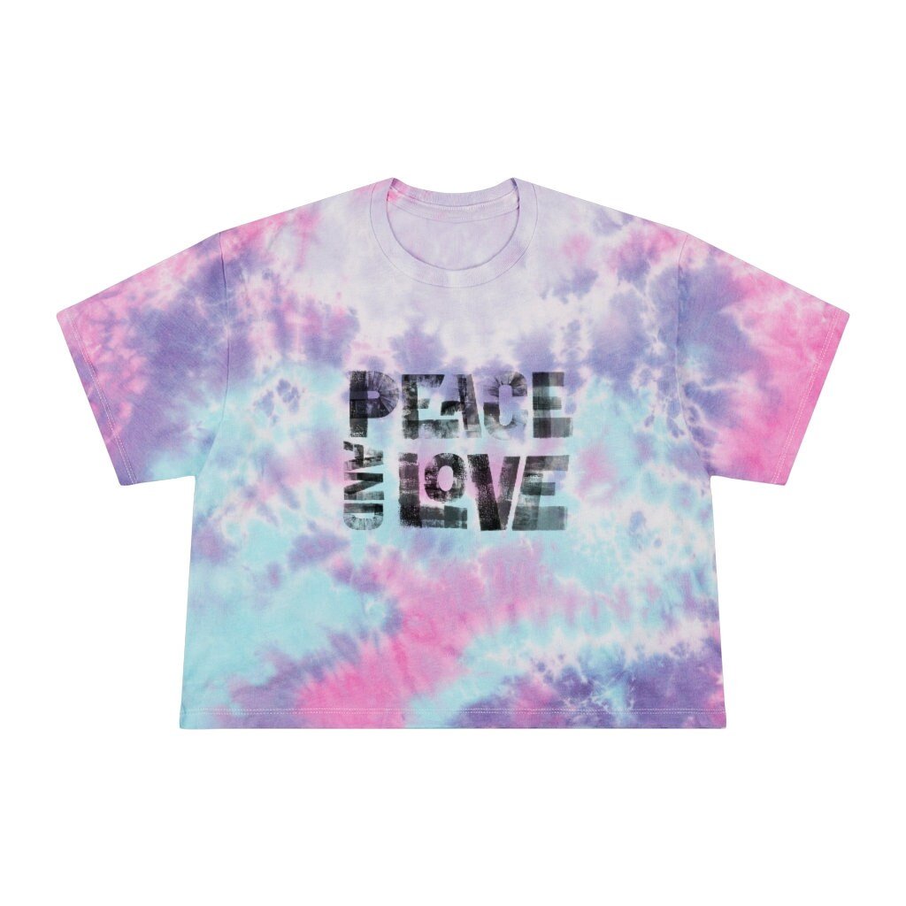 Tie Dye Crop Top - Peace and Love - Women's Tie-Dye Crop Tee