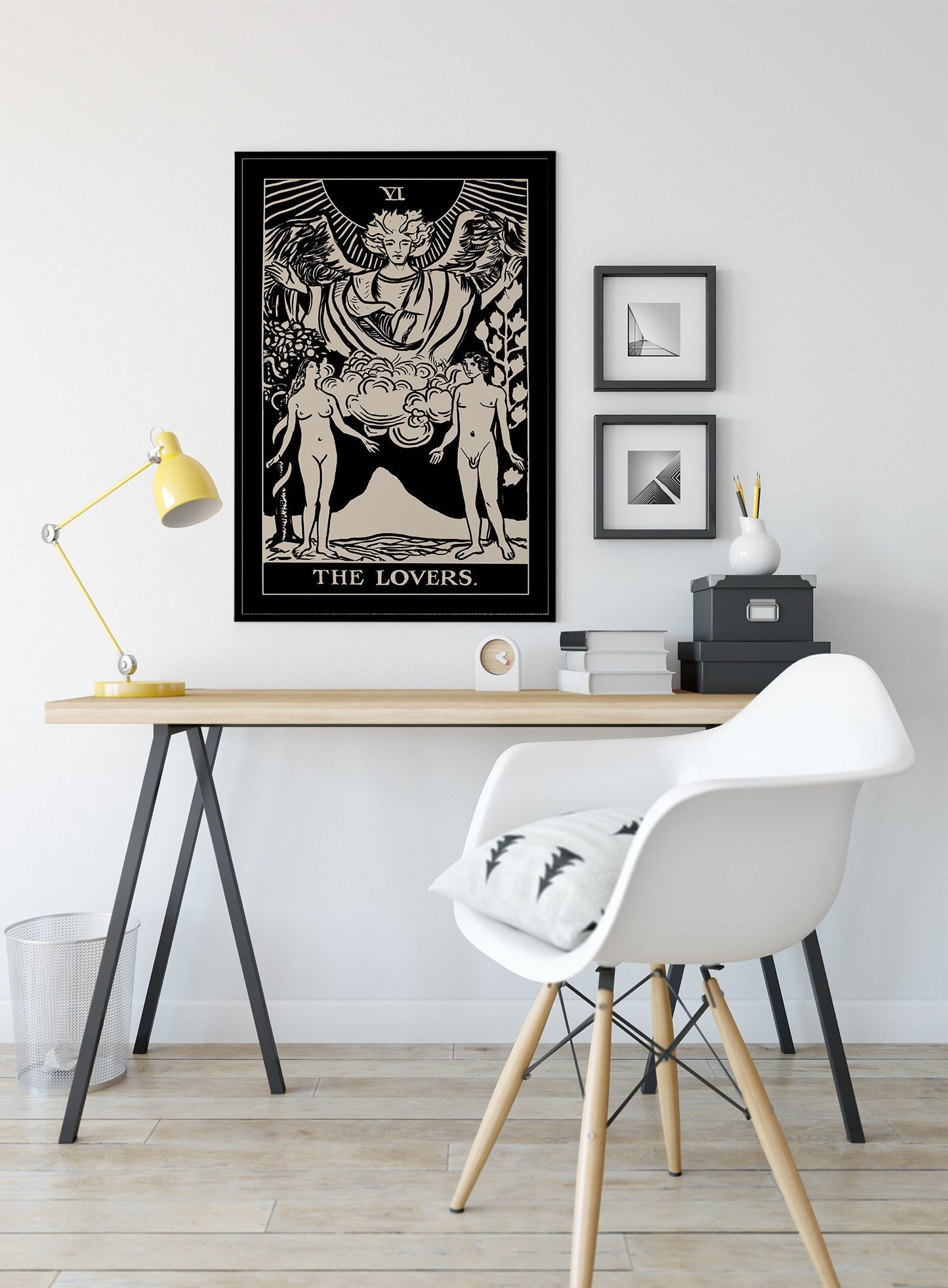 The Lovers - Tarot Card Print - The Lovers Card Poster By Printagrams Black Print (No Frame)