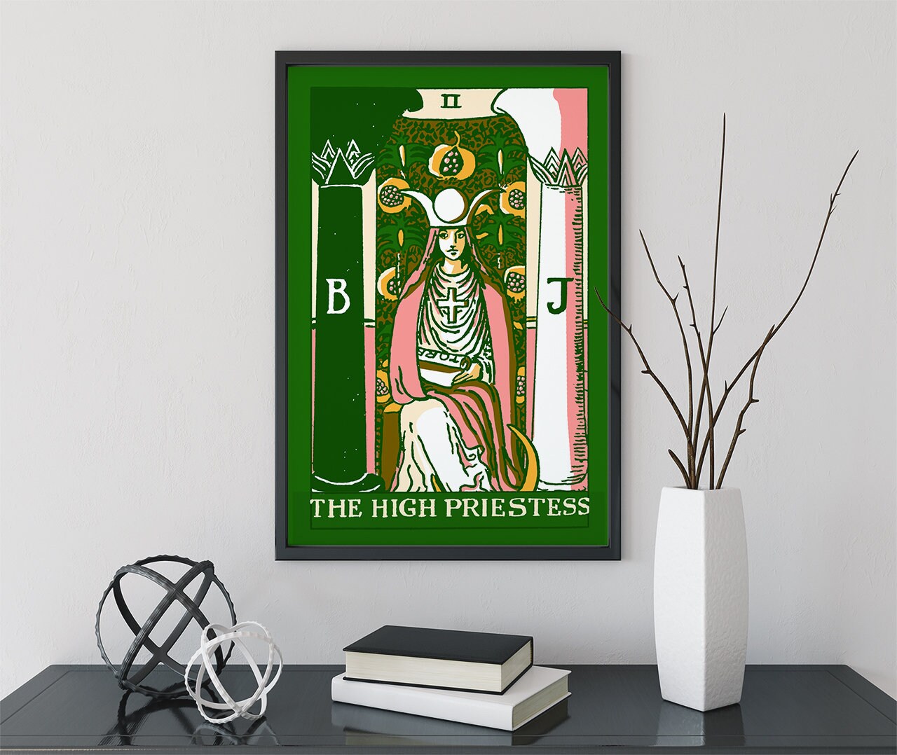 The High Priestess - Tarot Card Print - The High Priestess Card Bubblegum Pastel Goth Punk Poster, No Frame