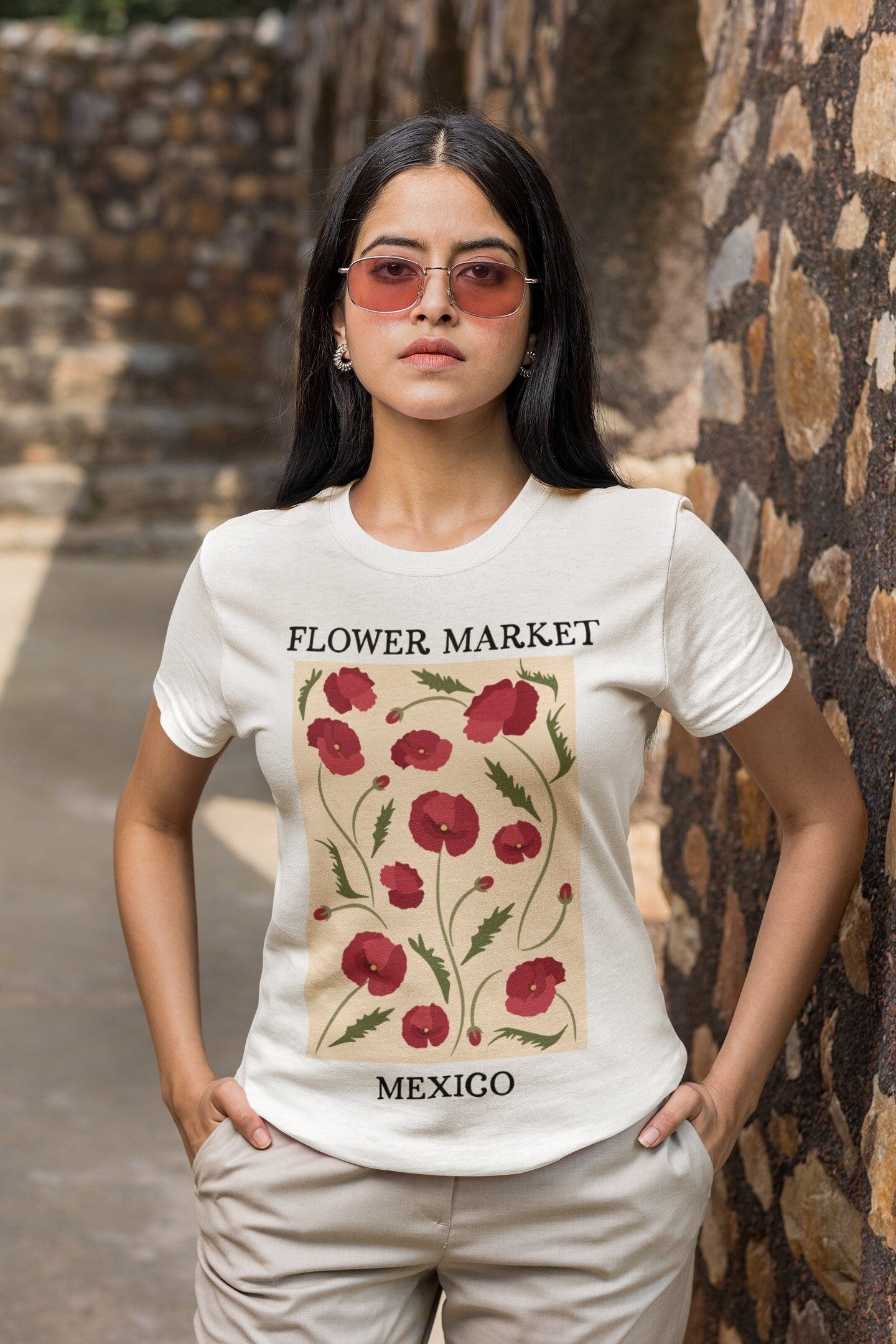 Flower Market Shirt - Mexico Flower Market tshirt- Jersey Short Sleeve Tee