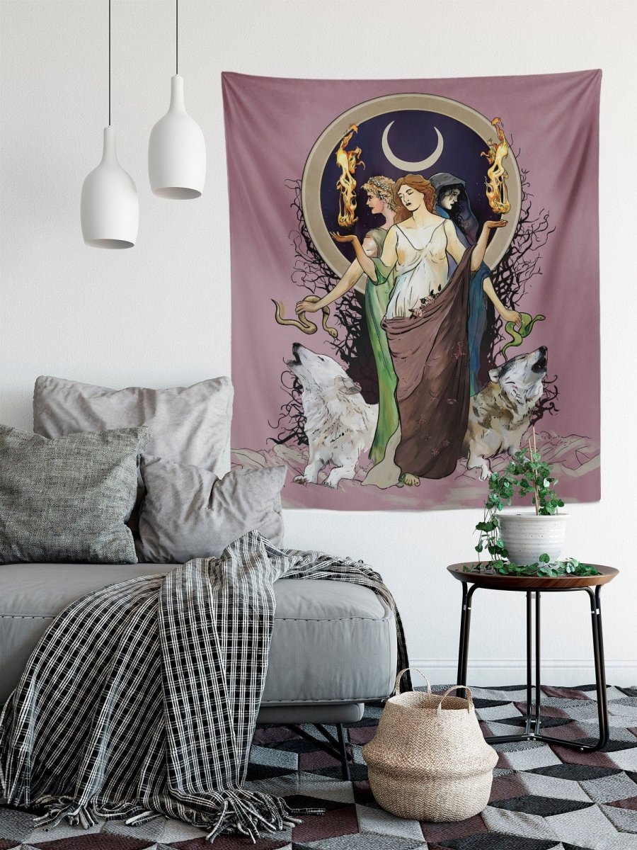 Hecate Moon Goddess Tapestry – Purple Wiccan Wall Art
