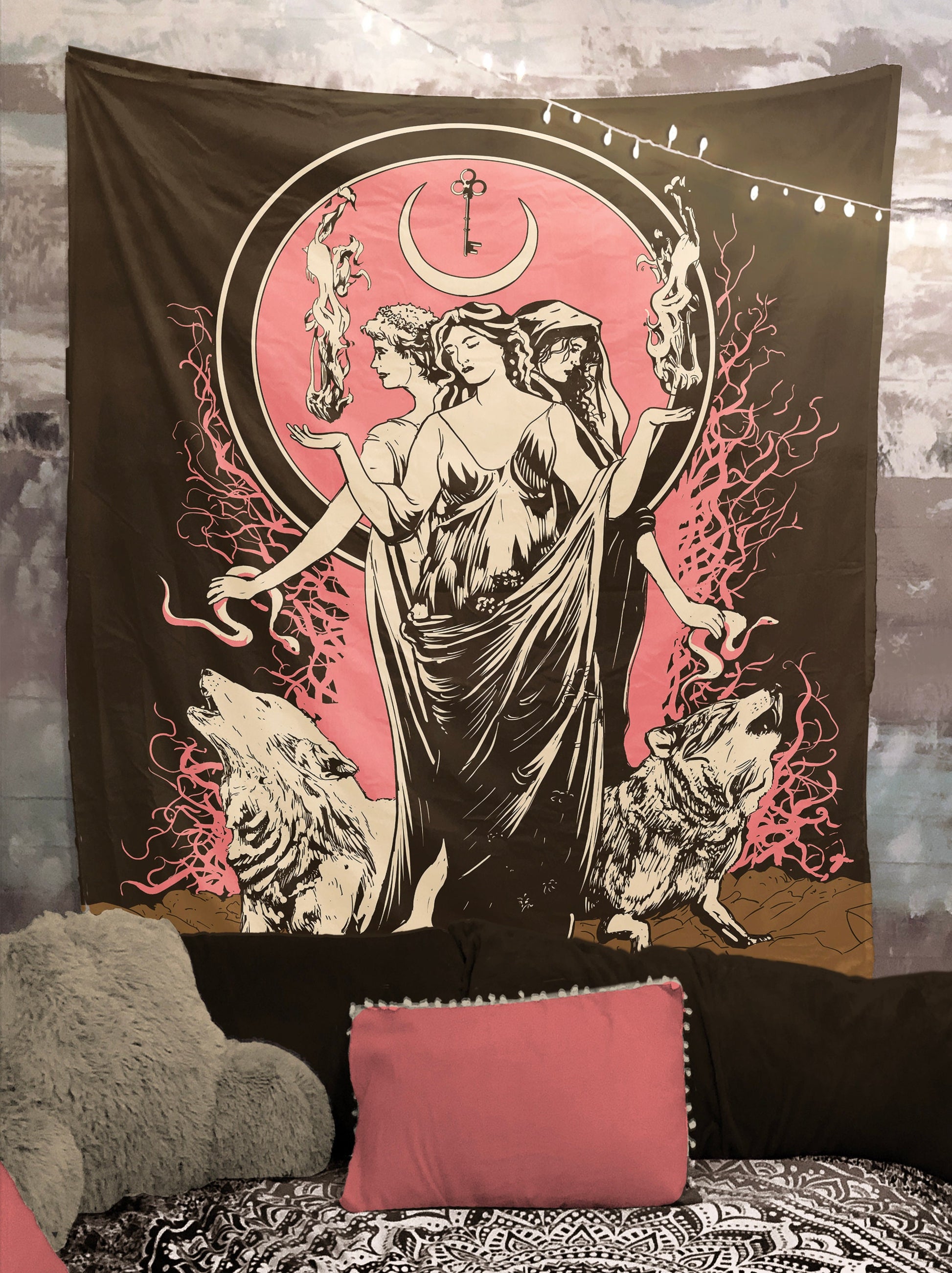 Hecate Tapestry - Wiccan Neapolitan Witch, Moon Goddess Wall Art