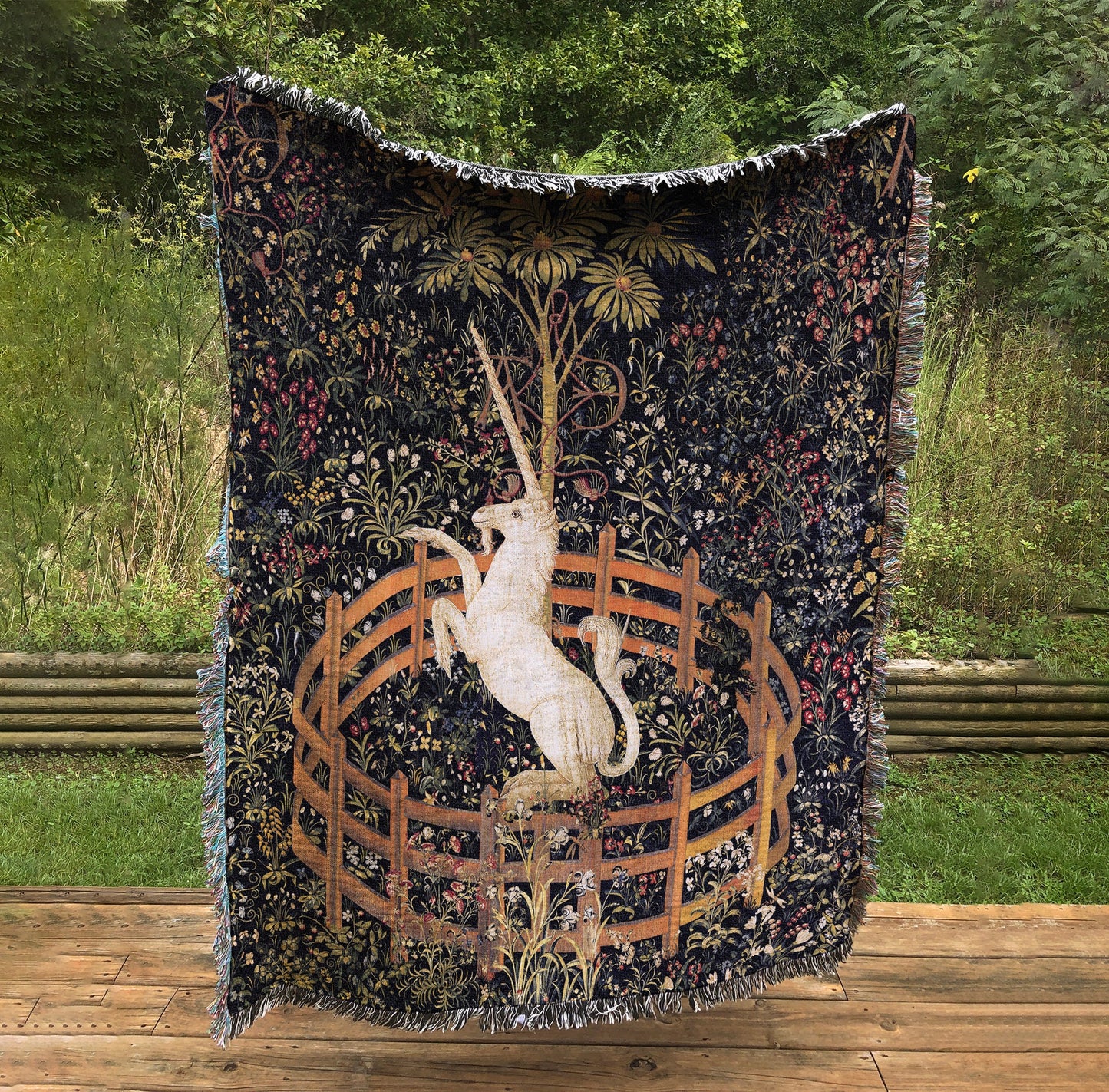 Unicorn Tapestry Blanket: Woven Cotton Meditation Yoga Decor by DesignBohemian