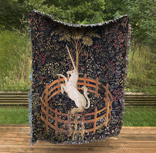 Unicorn Tapestry Blanket: Woven Cotton Meditation Yoga Decor by DesignBohemian