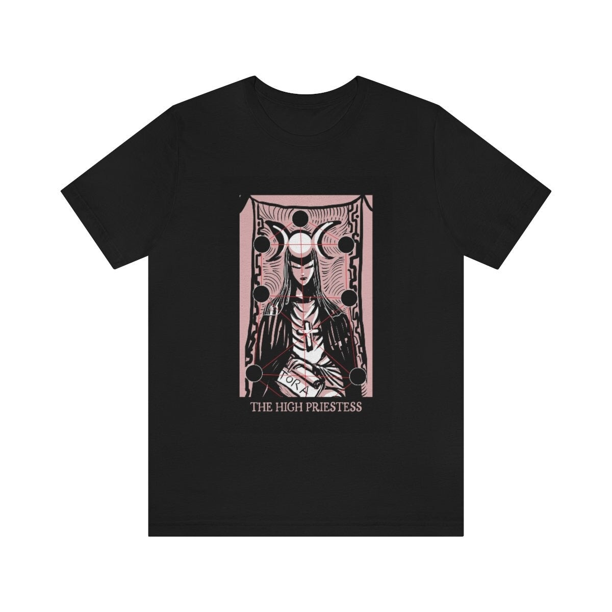 The High Priestess Shirt - Tarot Card Shirt - Black and Pink - Unisex Jersey Short Sleeve Tee