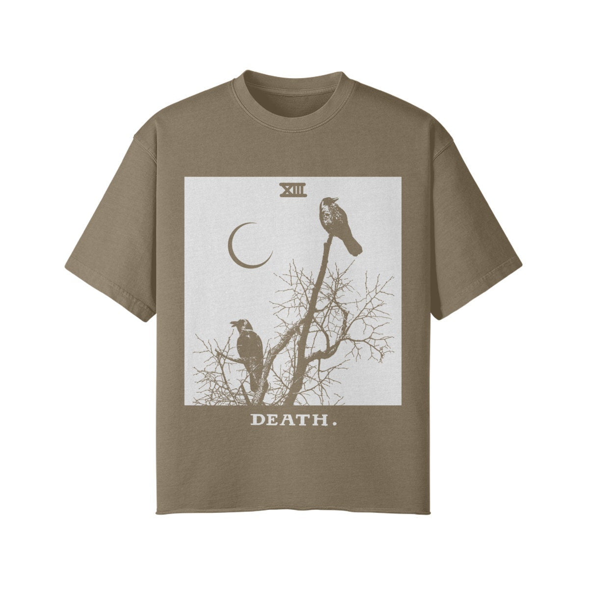 Death Card Shirt - Streetwear - Black Crows Shirt - Vintage Style- Unisex Faded Raw Hem T-shirt