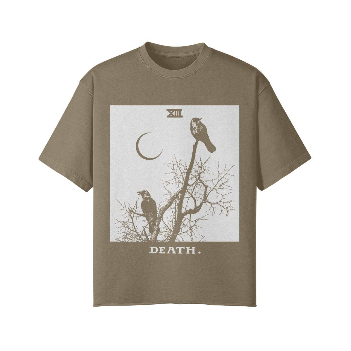 Death Card Shirt - Streetwear - Black Crows Shirt - Vintage Style- Unisex Faded Raw Hem T-shirt