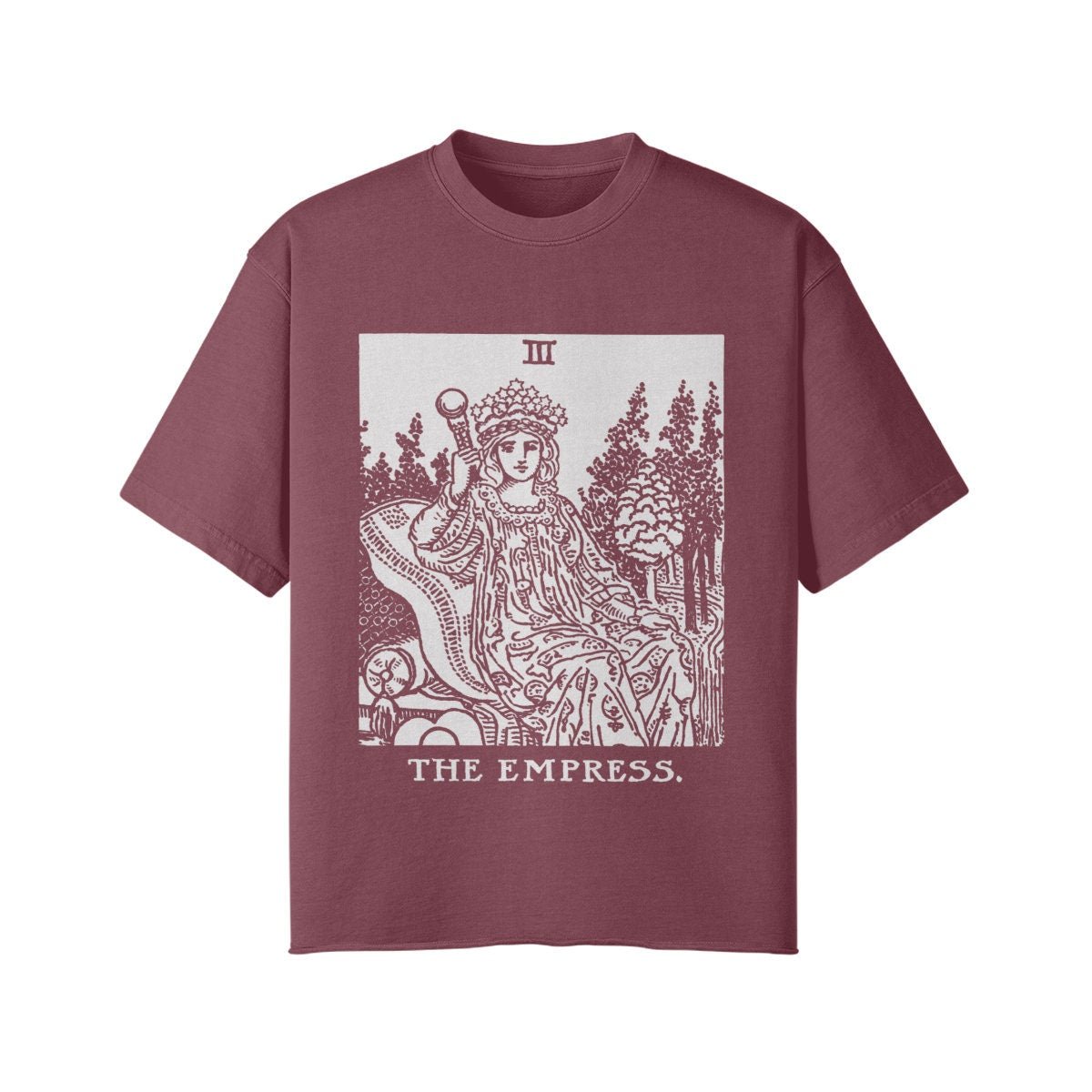 The Empress Shirt - Tarot Shirt - Oversized Street wear - Unisex Faded Raw Hem T-shirt