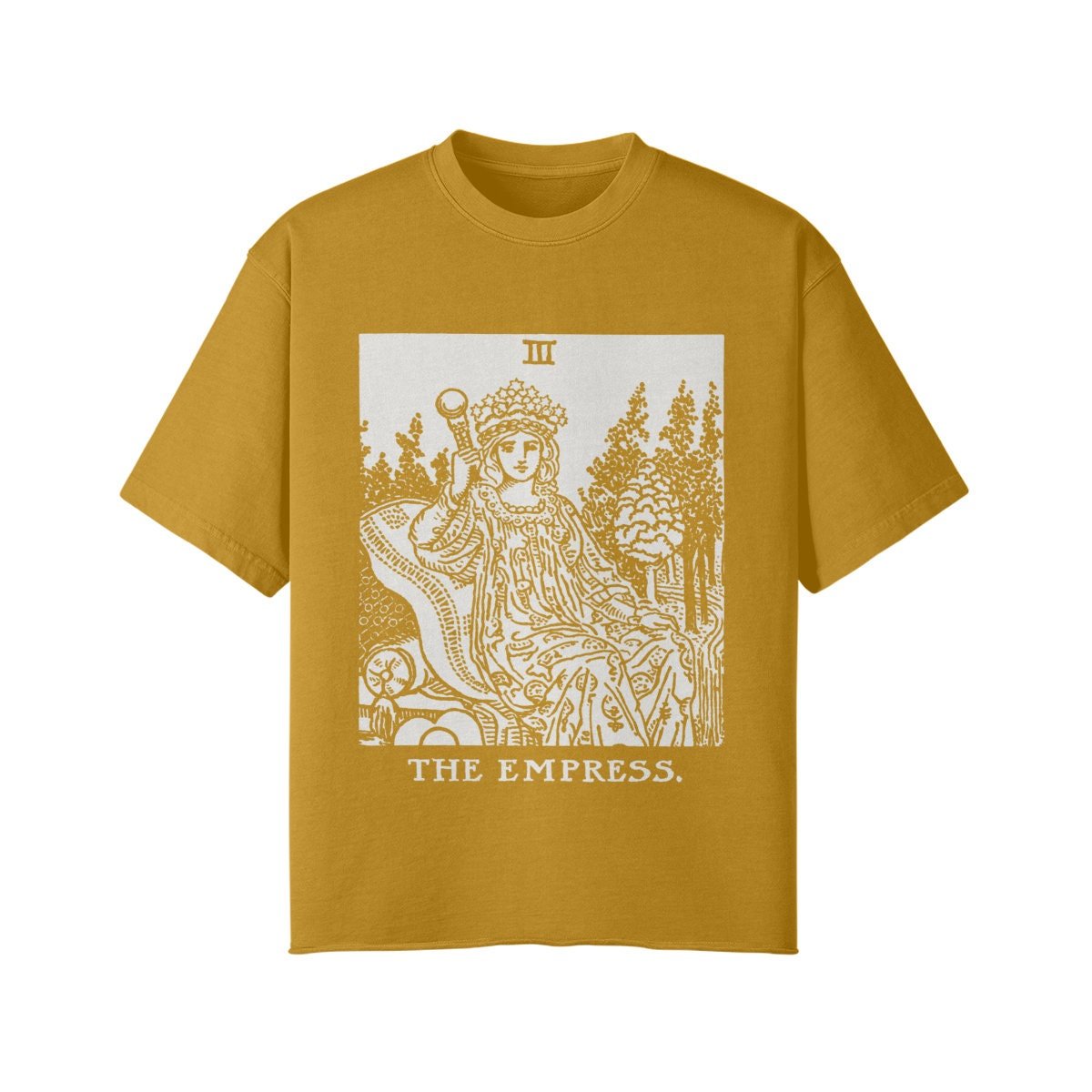 The Empress Shirt - Tarot Shirt - Oversized Street wear - Unisex Faded Raw Hem T-shirt