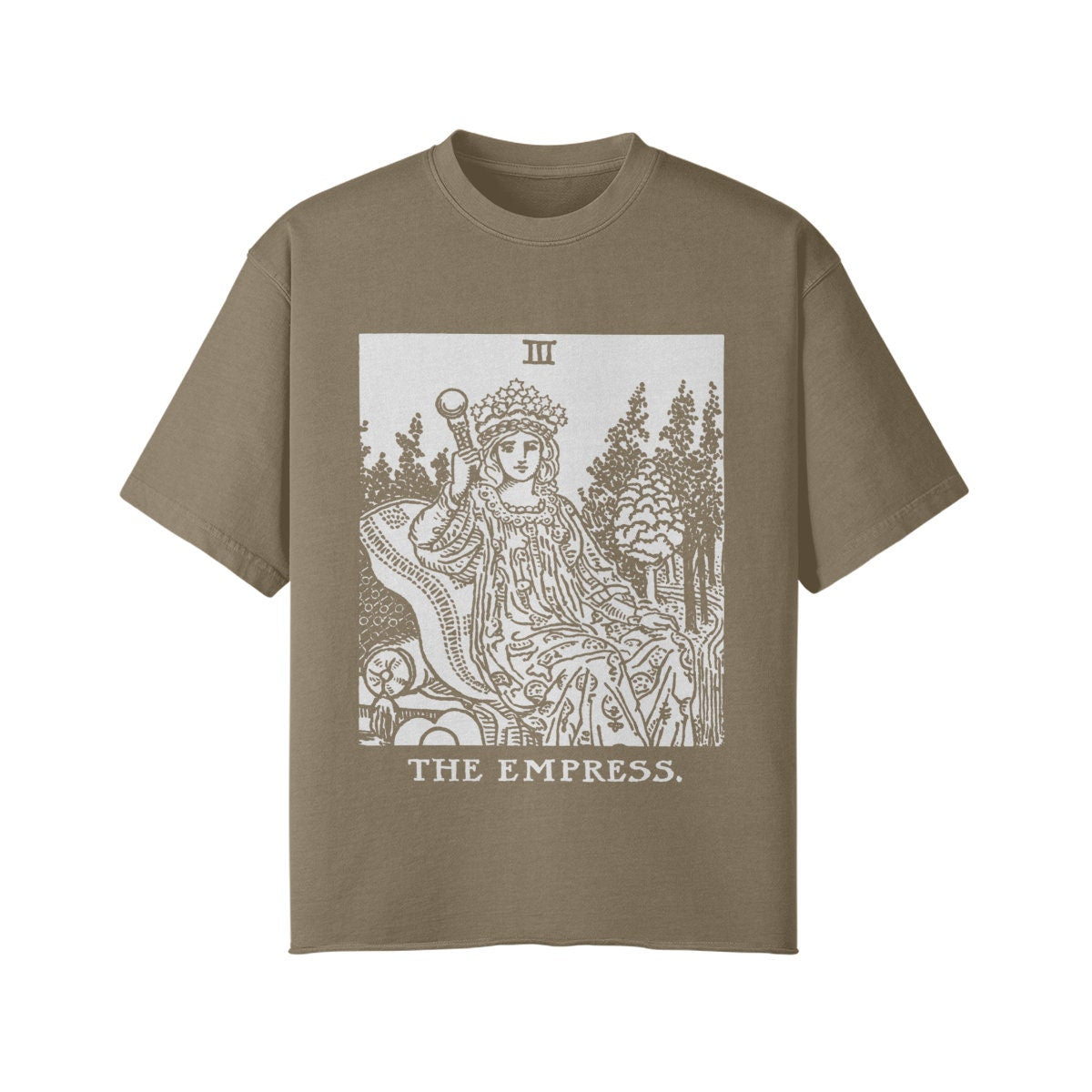 The Empress Shirt - Tarot Shirt - Oversized Street wear - Unisex Faded Raw Hem T-shirt