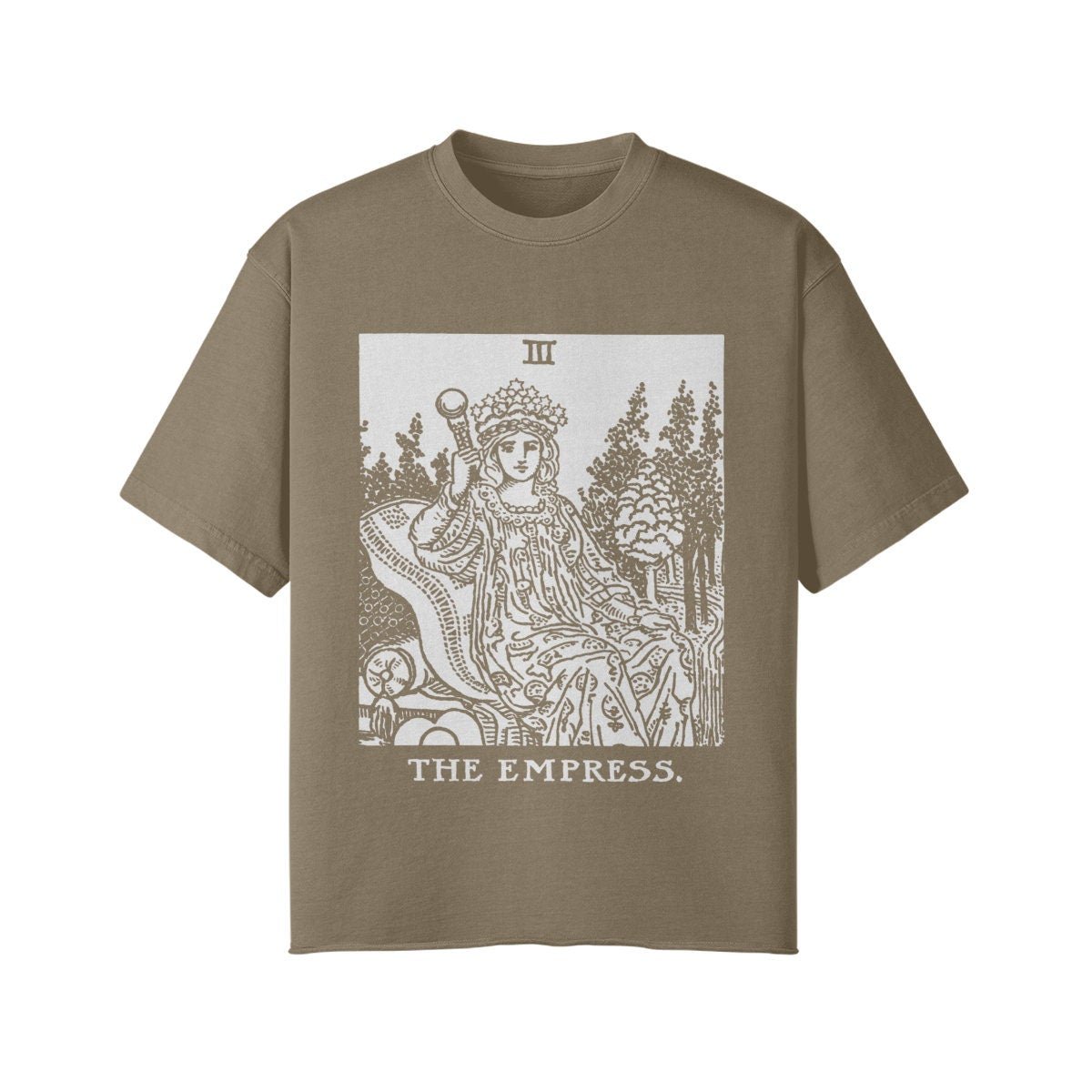 The Empress Shirt - Tarot Shirt - Oversized Street wear - Unisex Faded Raw Hem T-shirt