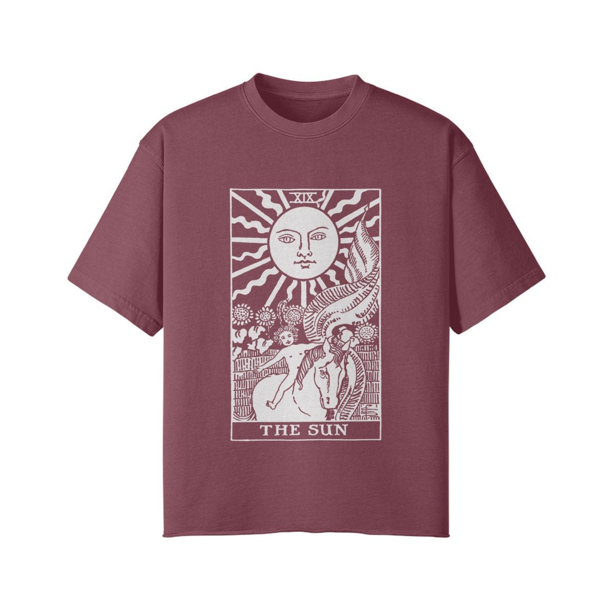 The Sun Tarot Shirt - Oversized - High Streetwear - Unisex Faded Raw Hem T-shirt
