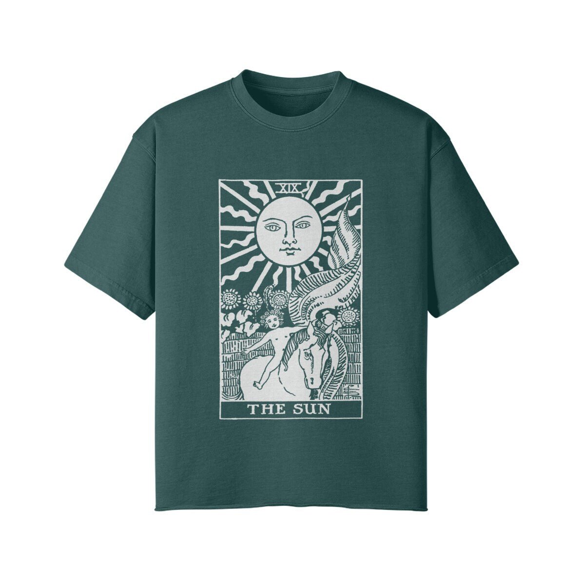 The Sun Tarot Shirt - Oversized - High Streetwear - Unisex Faded Raw Hem T-shirt