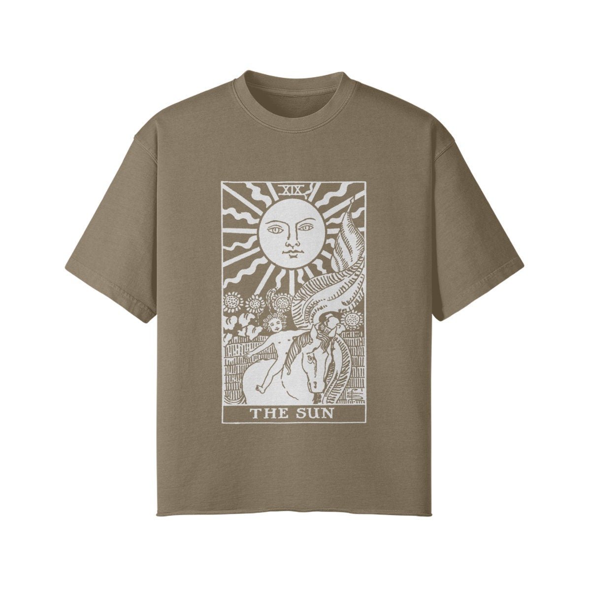 The Sun Tarot Shirt - Oversized - High Streetwear - Unisex Faded Raw Hem T-shirt