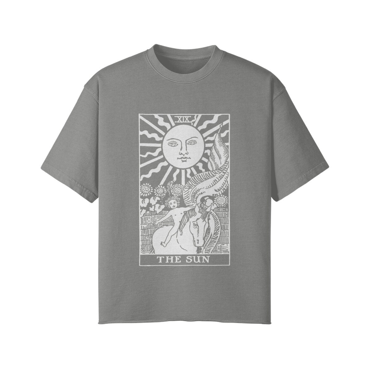 The Sun Tarot Shirt - Oversized - High Streetwear - Unisex Faded Raw Hem T-shirt
