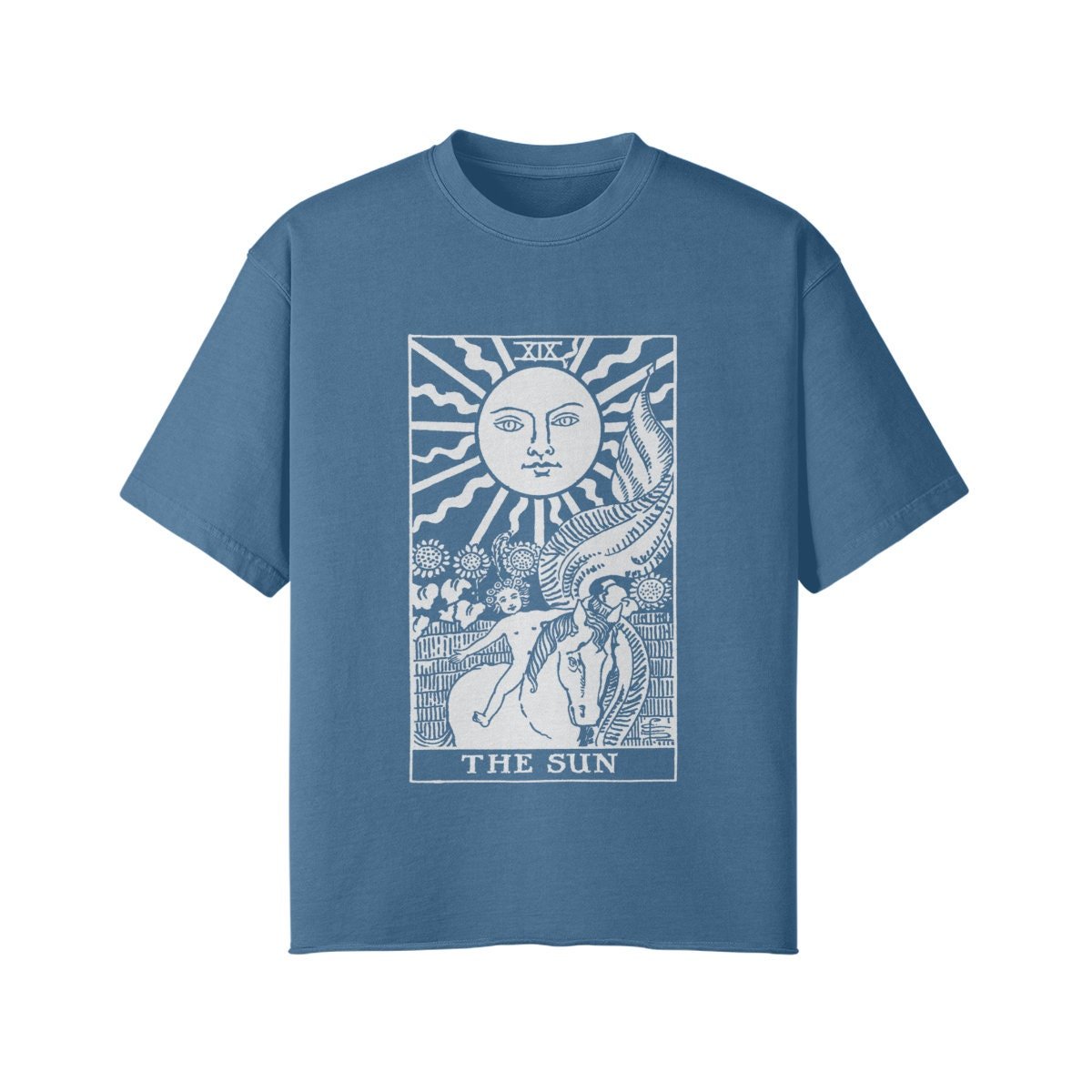 The Sun Tarot Shirt - Oversized - High Streetwear - Unisex Faded Raw Hem T-shirt