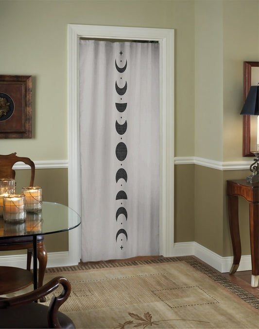 Moon Phases Curtain: Beige Bohemian Door Panel - 50x84 inch by DesignBohemian