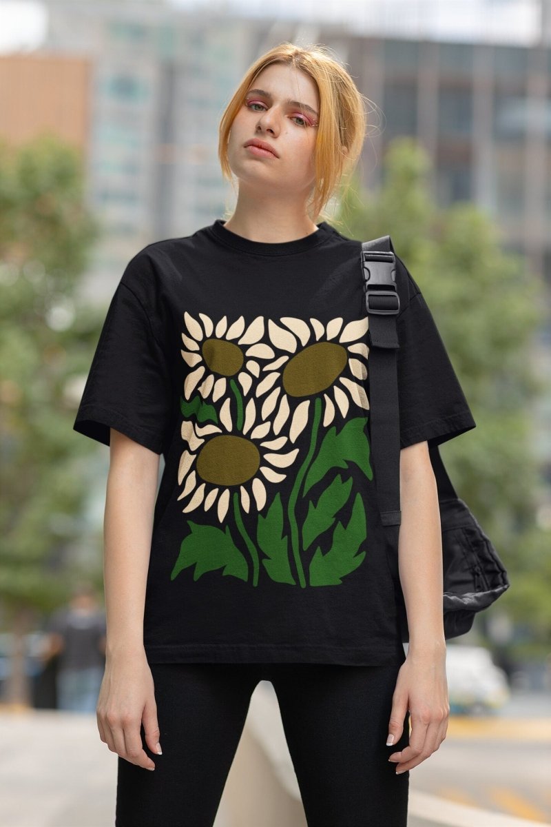 Flowers Tshirt, Boho Wildflowers Floral Nature Shirt, Tee, Comfort Colors, Boho, Oversized, Vintage, Art Nouveau Art Deco