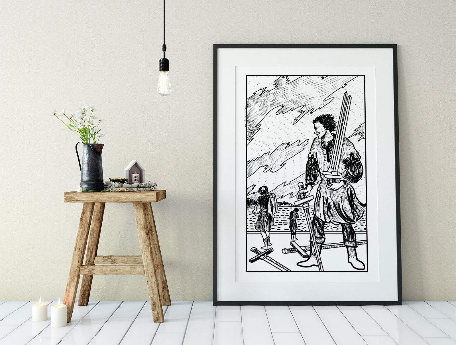 5 of Swords - Tarot Card Print From the Green Menagerie Deck - The Five of Swords Card Poster, No Frame