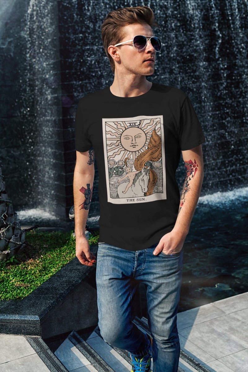 Mens Tarot Shirt - The Sun Card - Vintage Tshirt - Unisex Relaxed Fit Crew Neck T-shirt